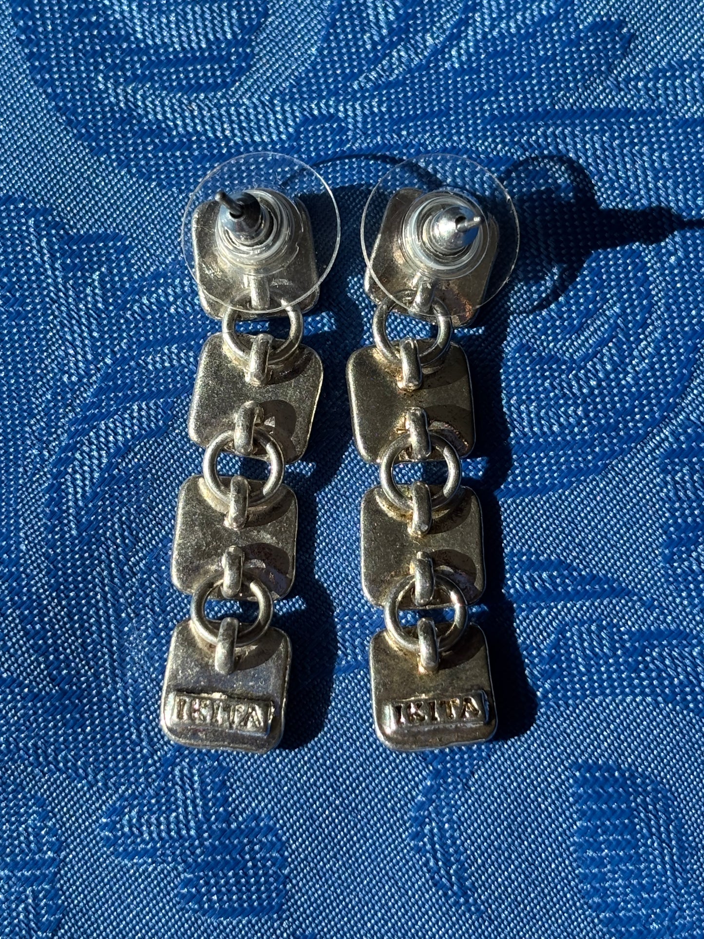 Boucles d'oreilles pendantes Ikita carrés colorés