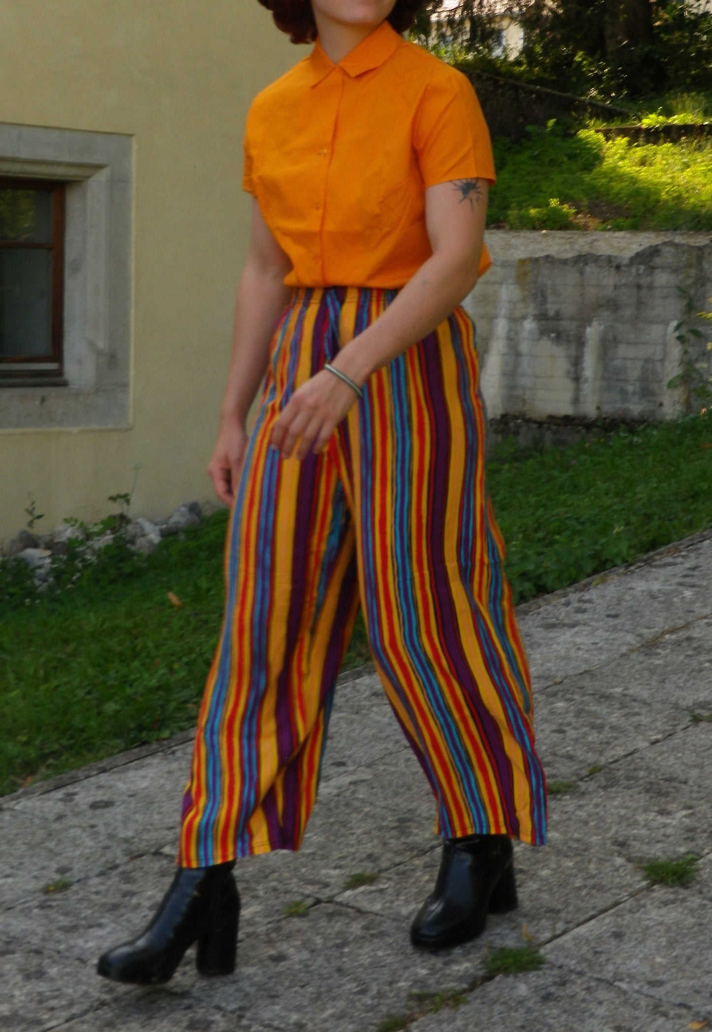 Pantalon fluide à rayures colorées T.34-36