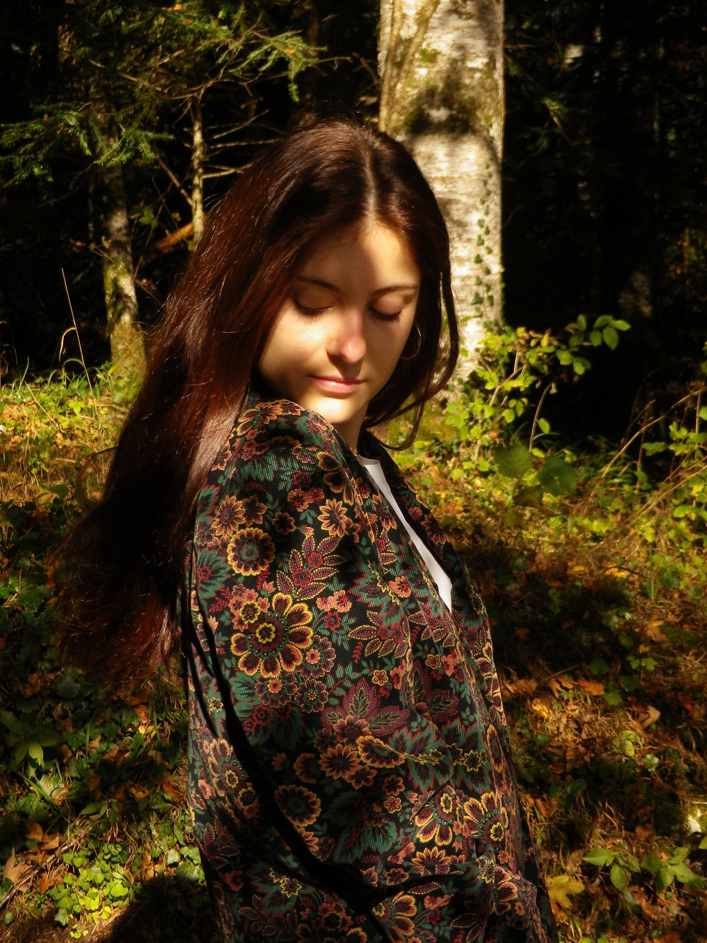 Veste blazer fleurie en velours fin T.M