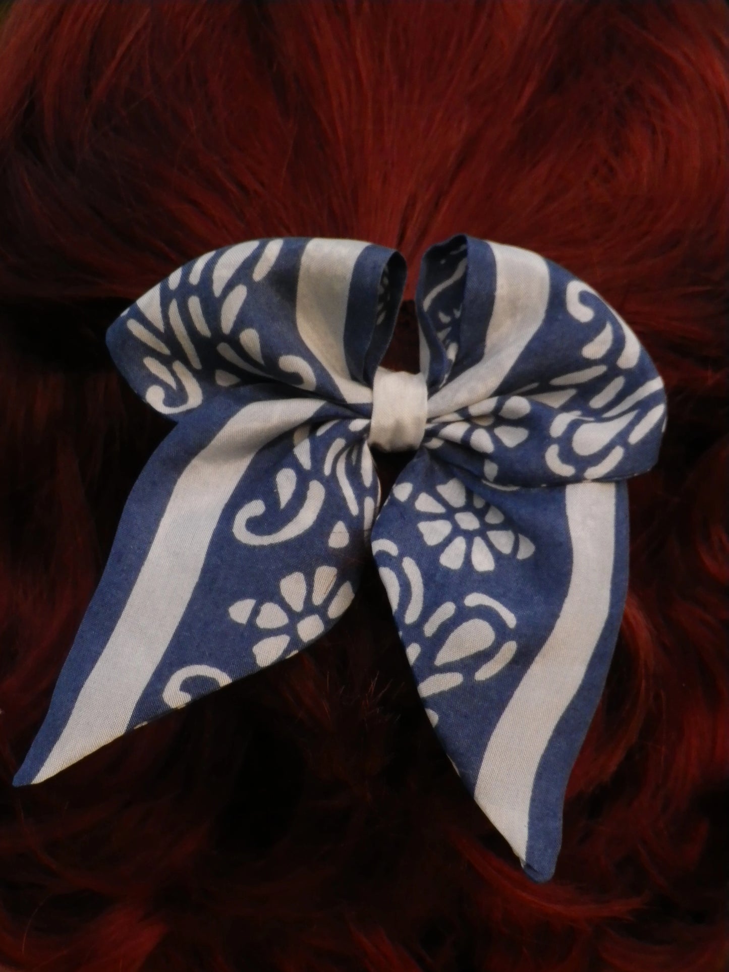Petit noeud cheveux foulard upcyclé