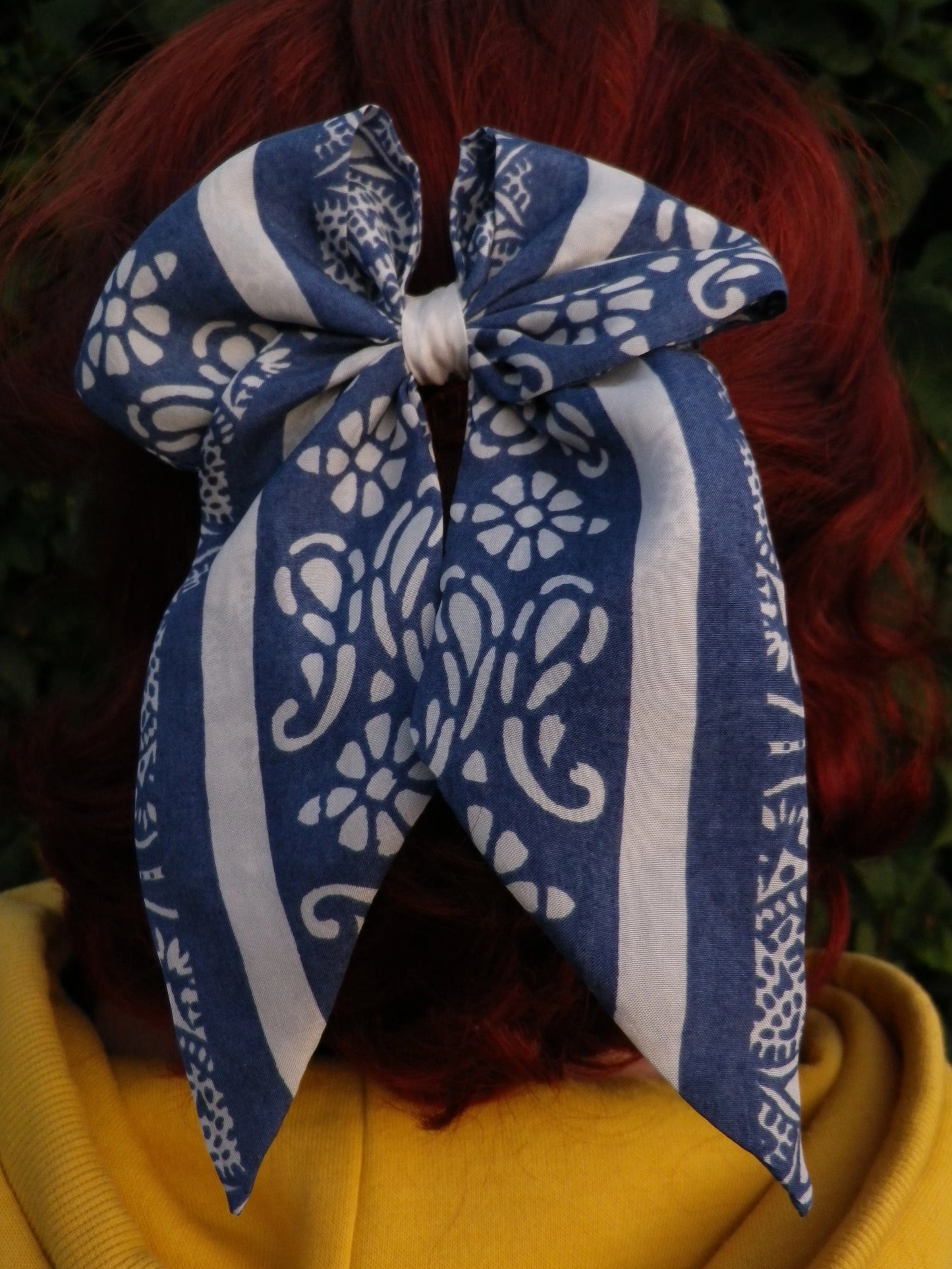 Grand noeud cheveux foulard upcyclé