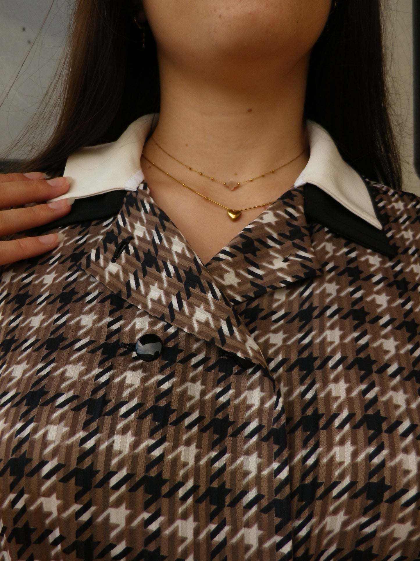 Robe à manches longues pied-de-coq T.44