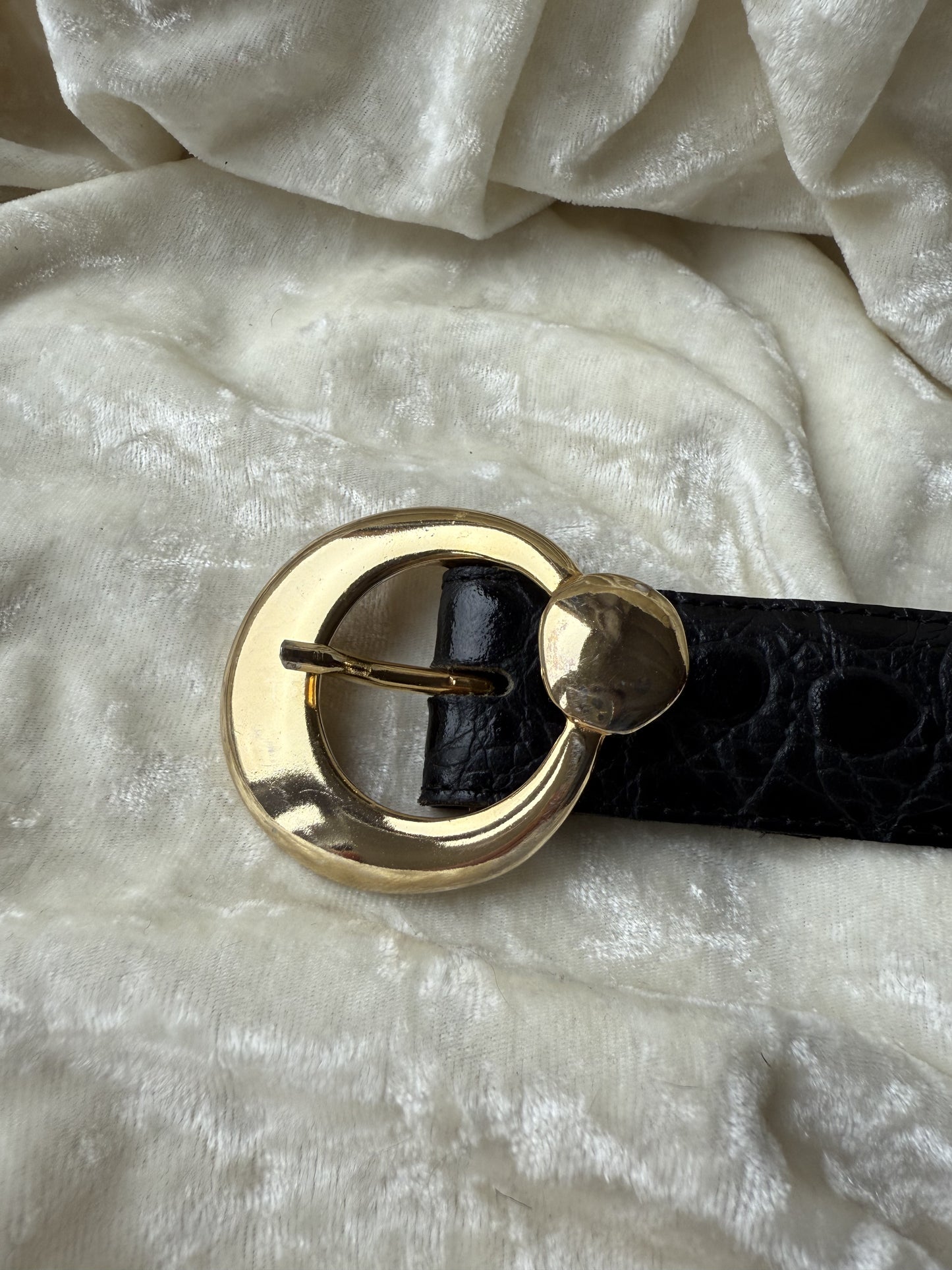 Ceinture dorée & motif croco croute de cuir Made in France T.80/32