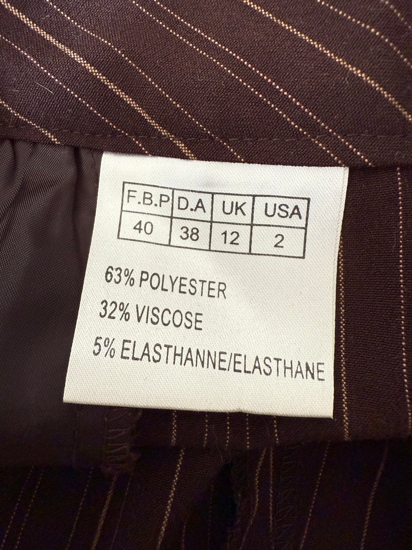 Pantalon marron rayé wide leg T.38-40
