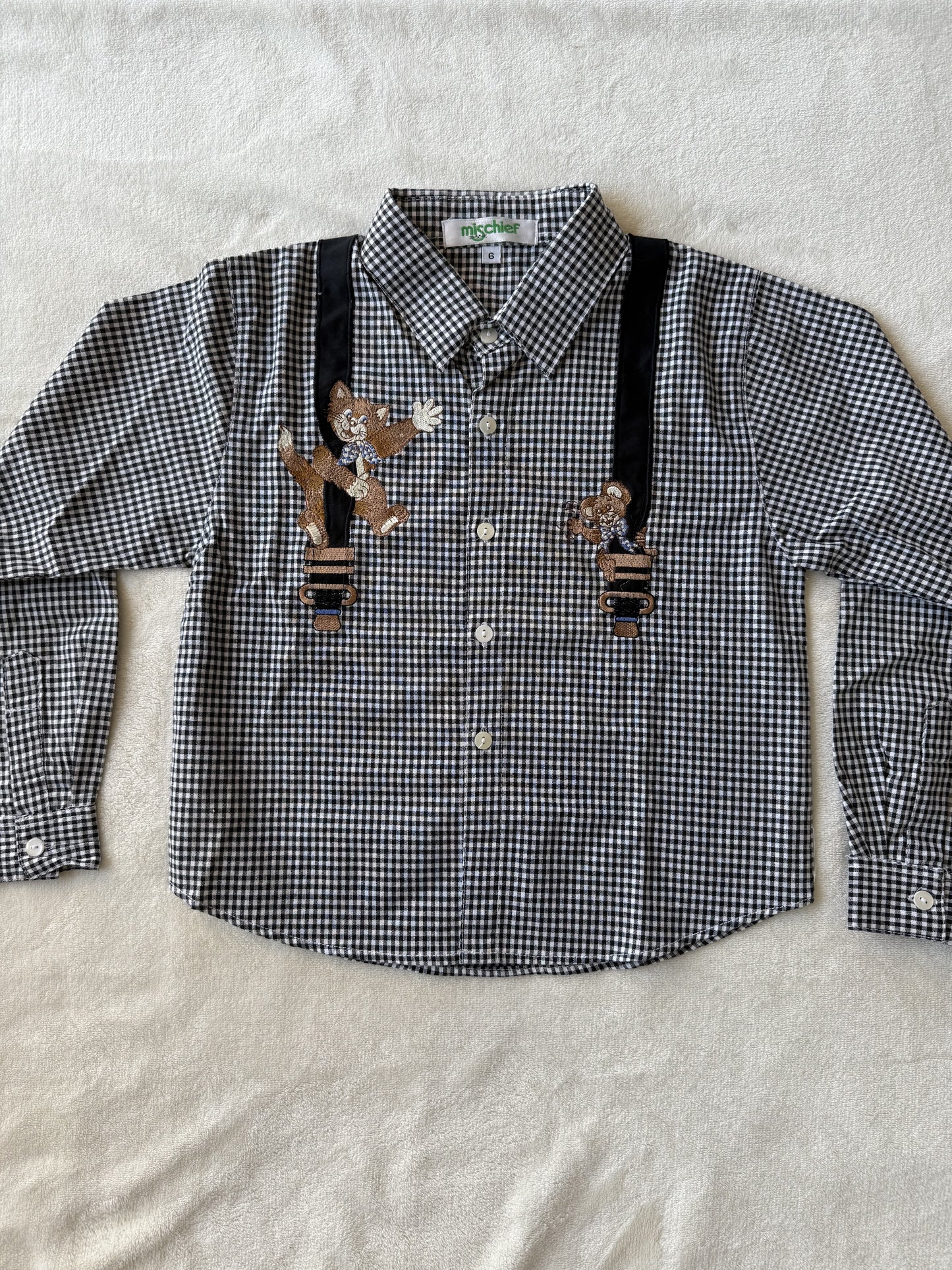 Chemise vichy avec broderies Mischief T.10-12 ans
