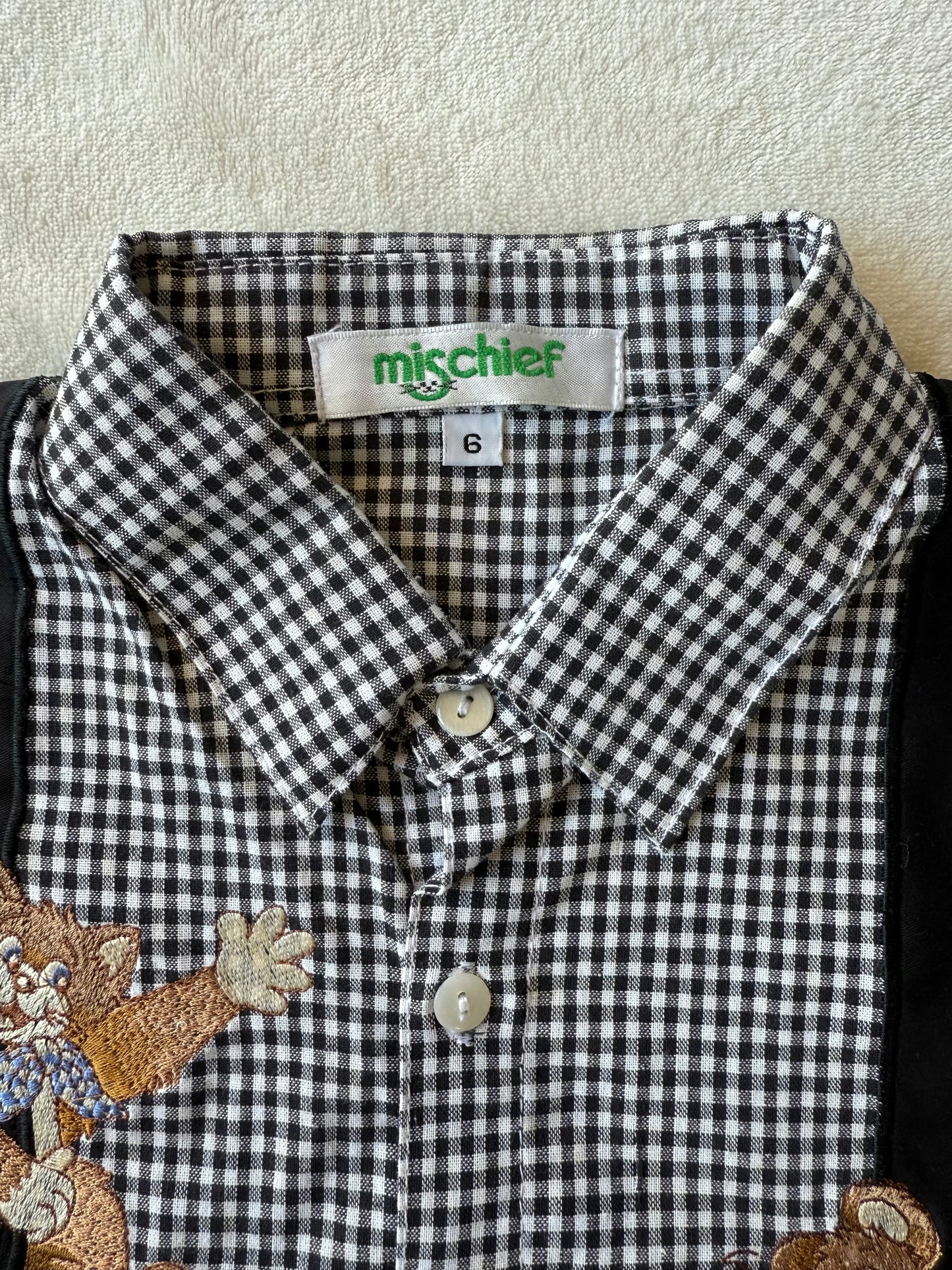 Chemise vichy avec broderies Mischief T.10-12 ans