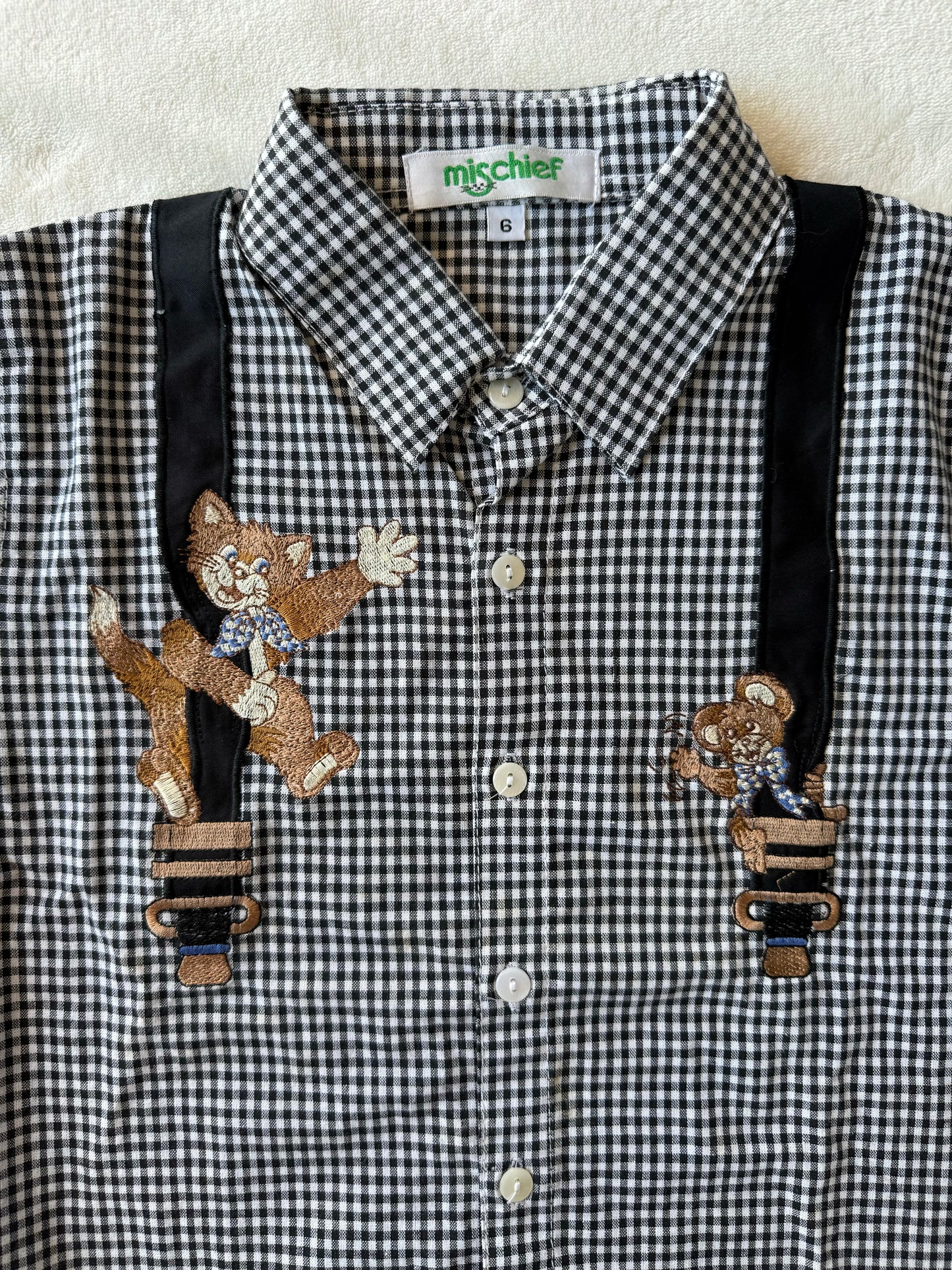 Chemise vichy avec broderies Mischief T.10-12 ans