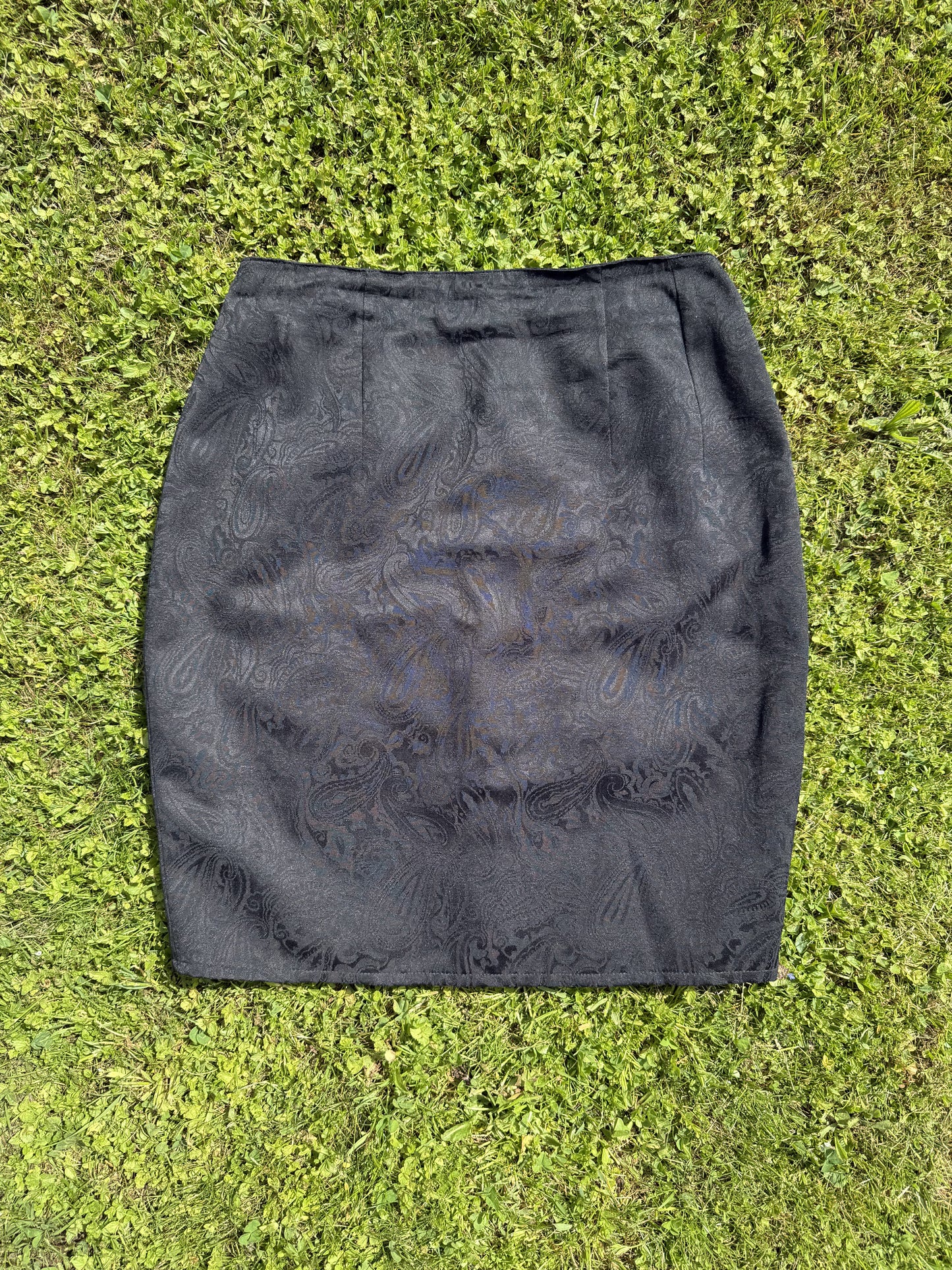Jupe droite noire vintage avec motifs T.32-34