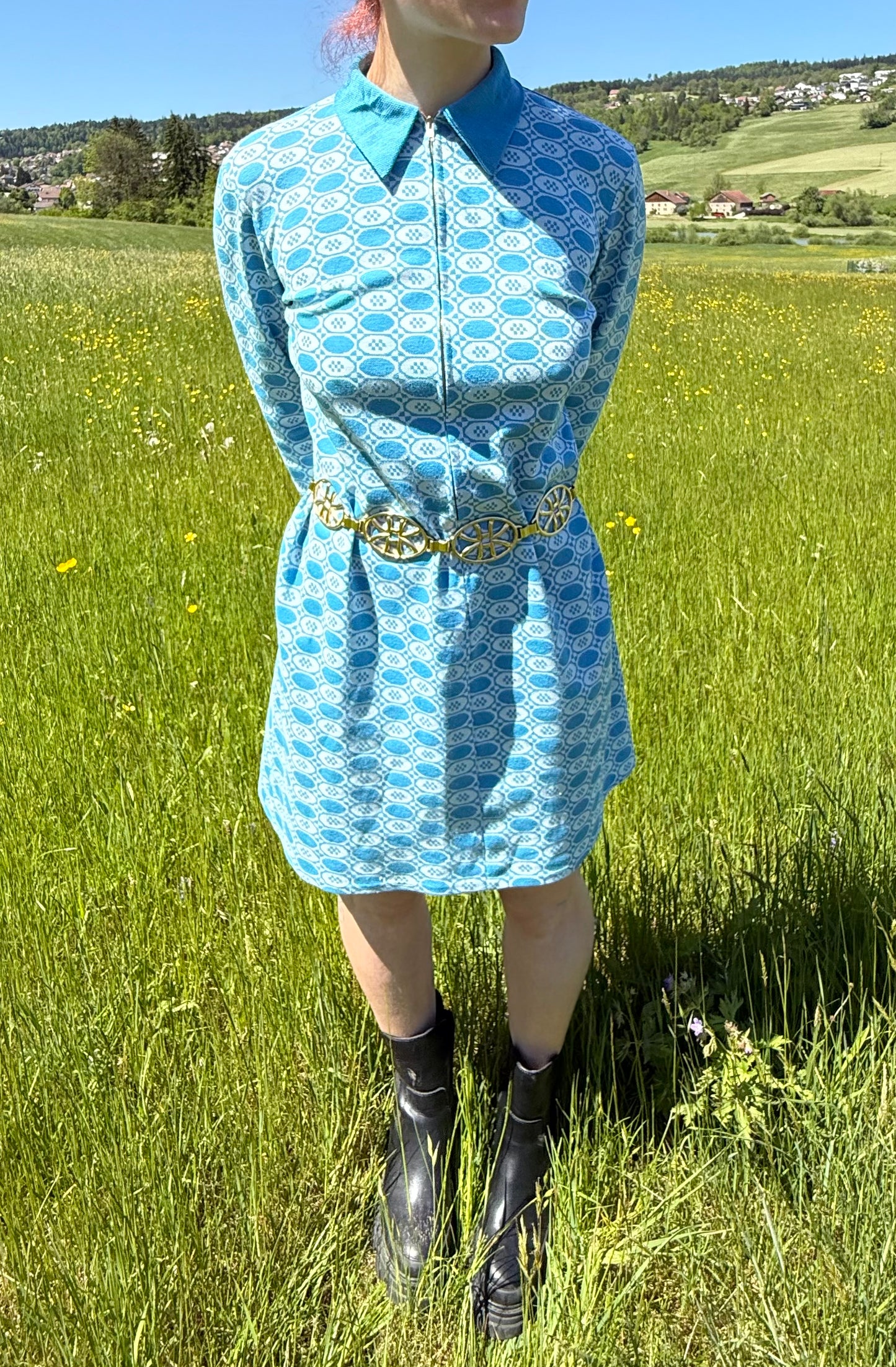 Robe à manches longues vintage Trevira 2000 T.S-M