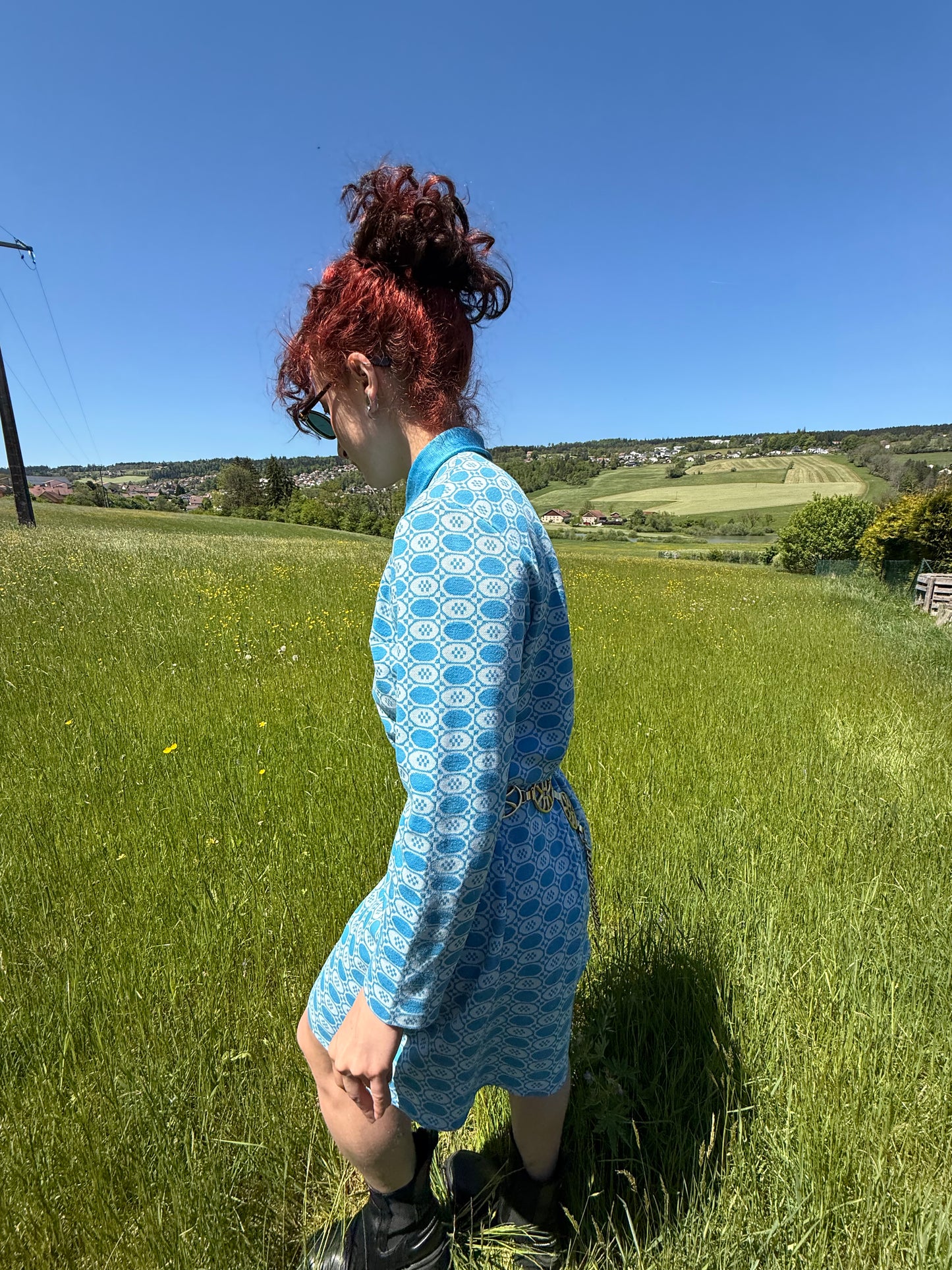 Robe à manches longues vintage Trevira 2000 T.S-M