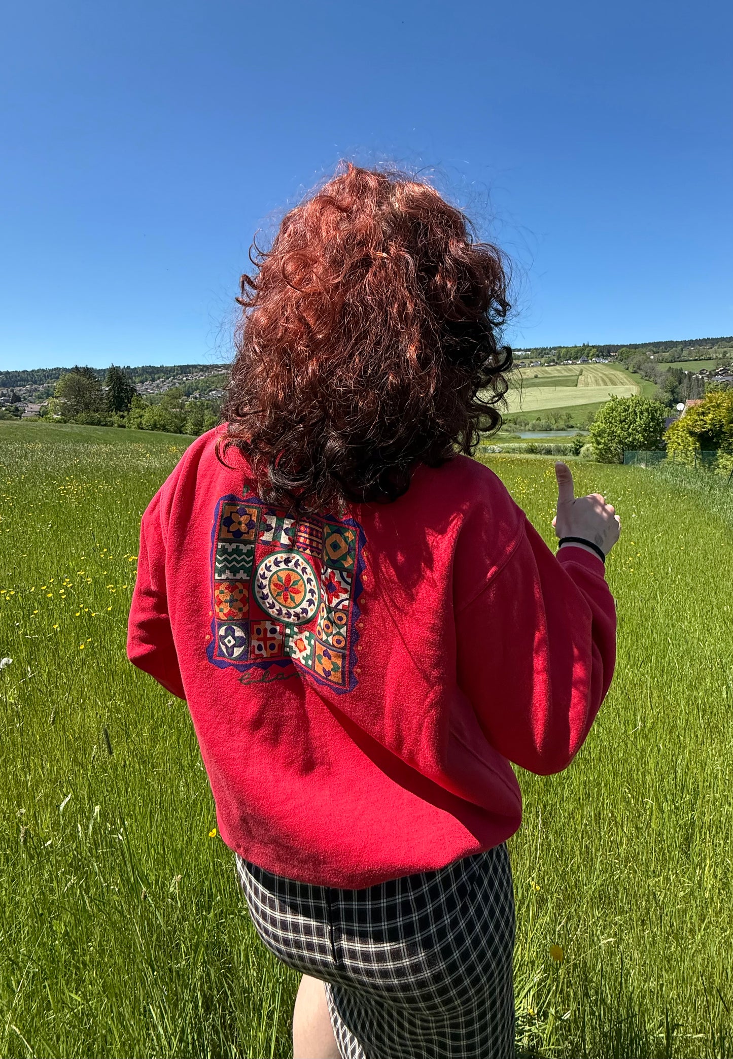 Pull Poivre Blanc vintage avec gros motif dans le dos T.S