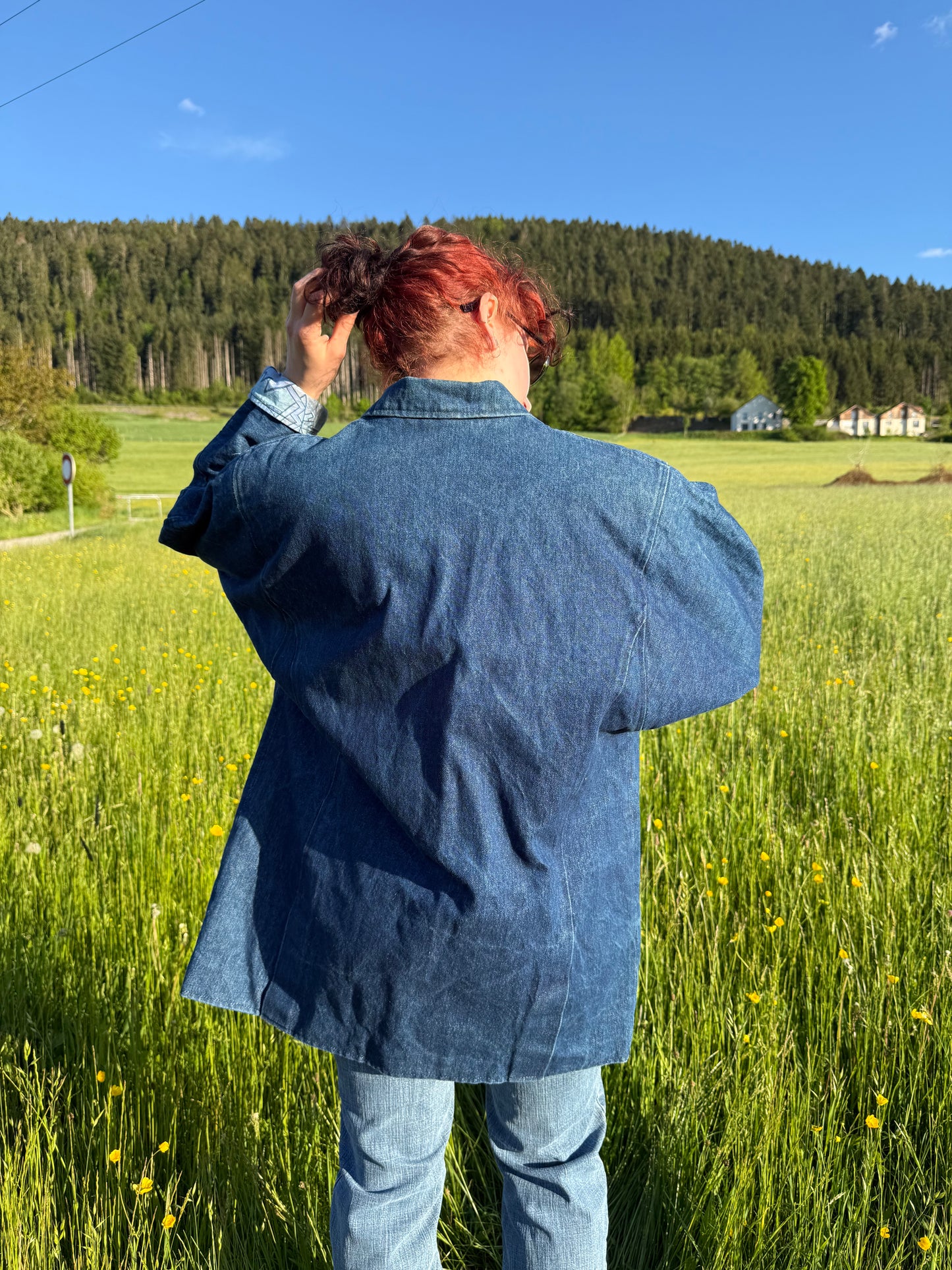 Veste en jeans vintage large avec doublure à motifs di Roberto T.M