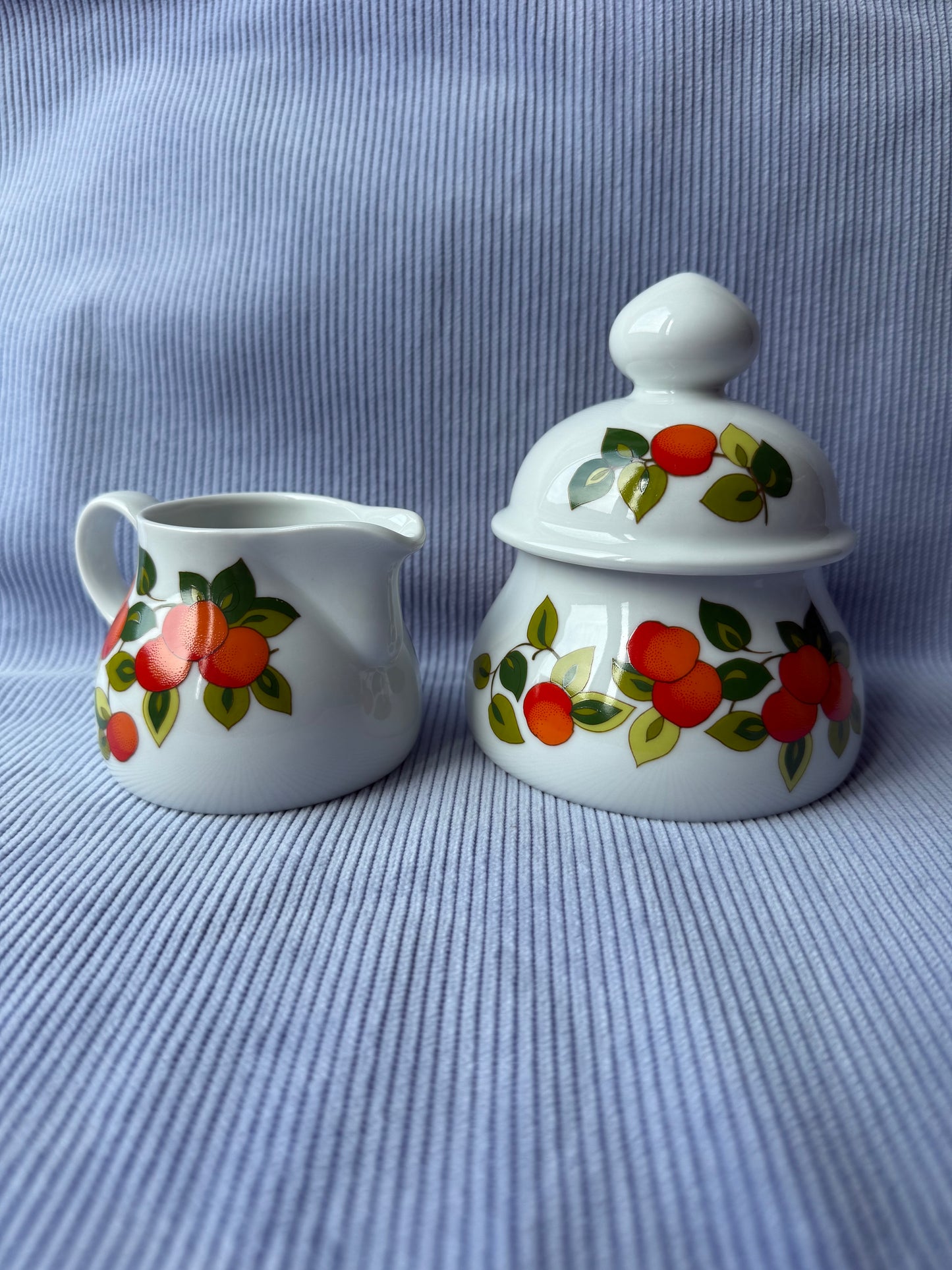 Duo de pots motifs oranges en porcelaine Bavaria Wunsiedel