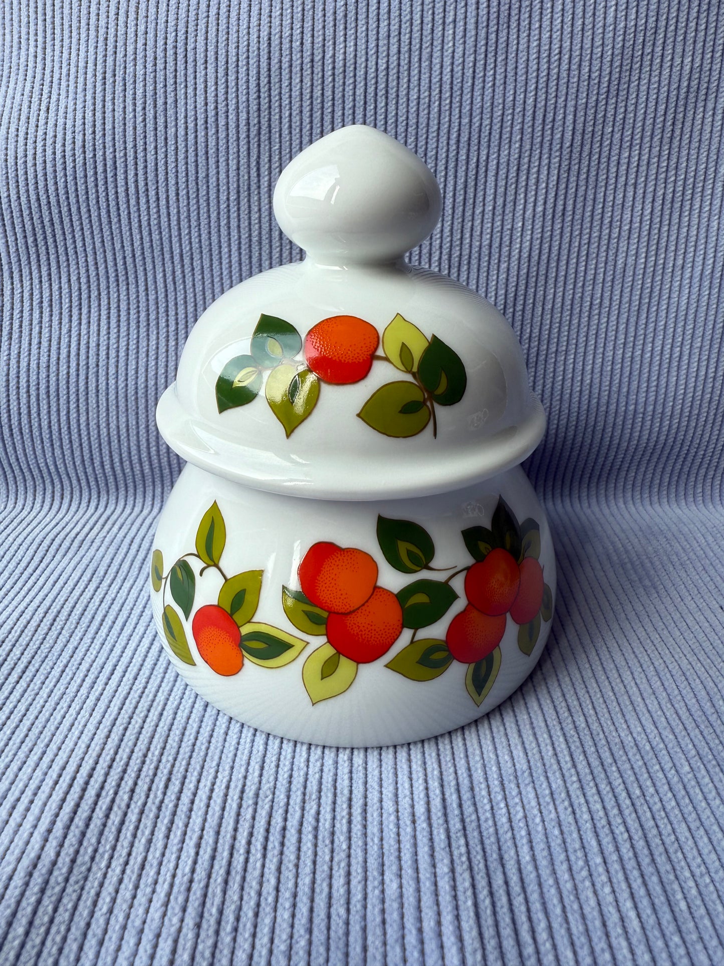 Duo de pots motifs oranges en porcelaine Bavaria Wunsiedel