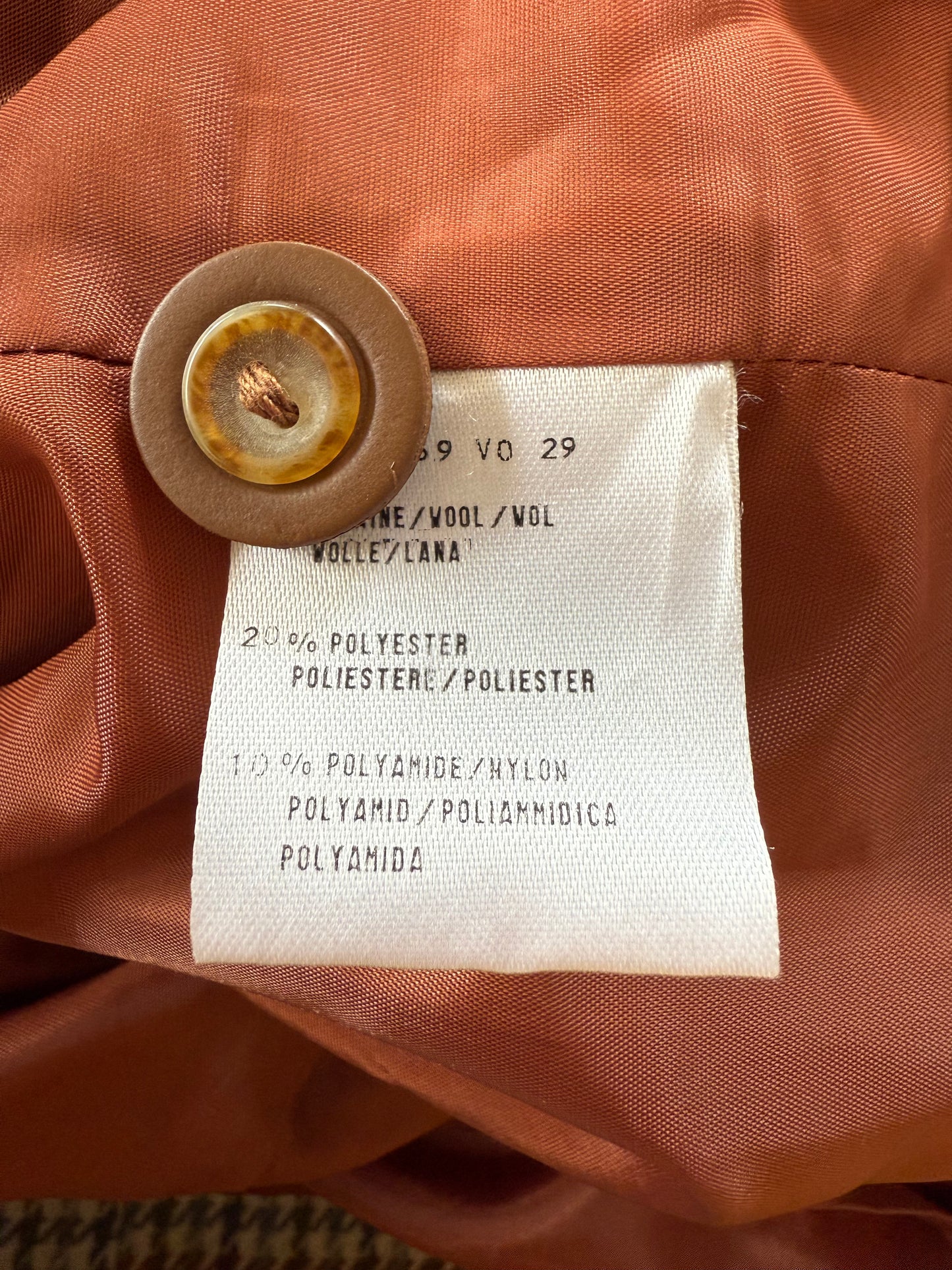 Veste motif pied de poule col en velours Solfin Tradition T.M