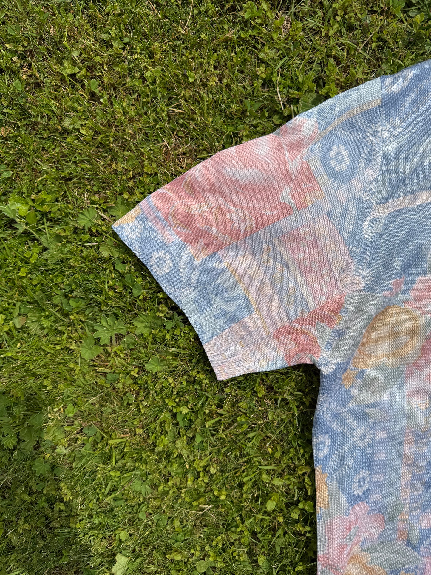 T-shirt vintage fleuri en maille Janine Pauporté T.M-L-XL