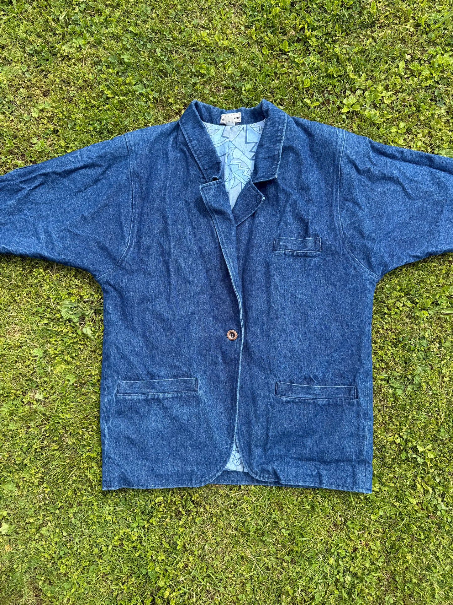 Veste en jeans vintage large avec doublure à motifs di Roberto T.M