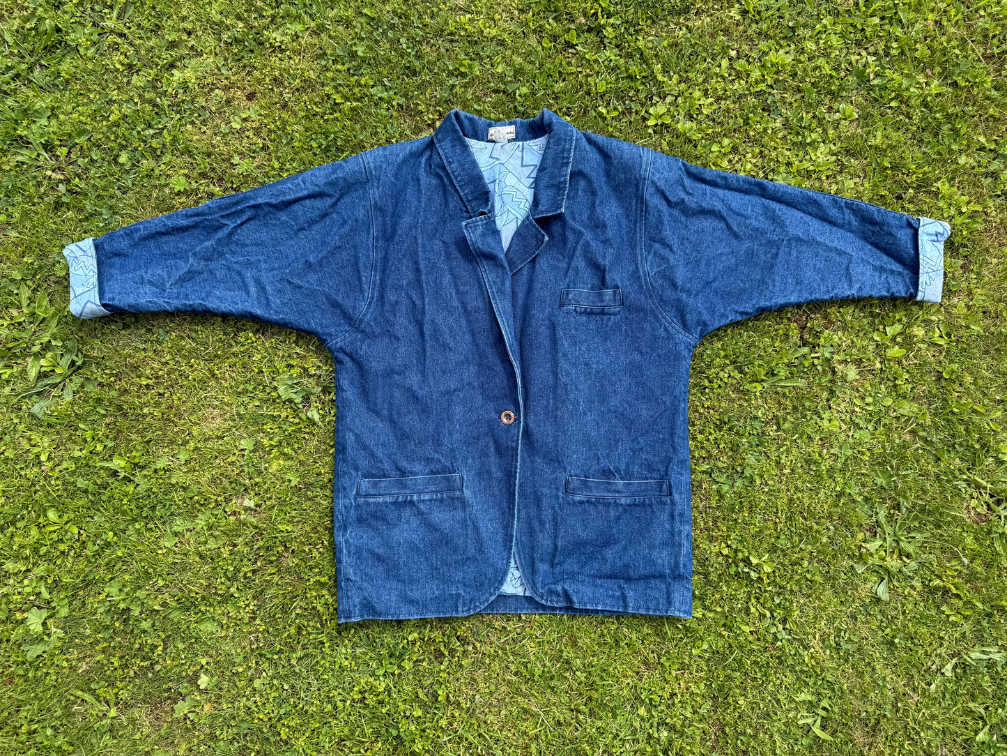 Veste en jeans vintage large avec doublure à motifs di Roberto T.M