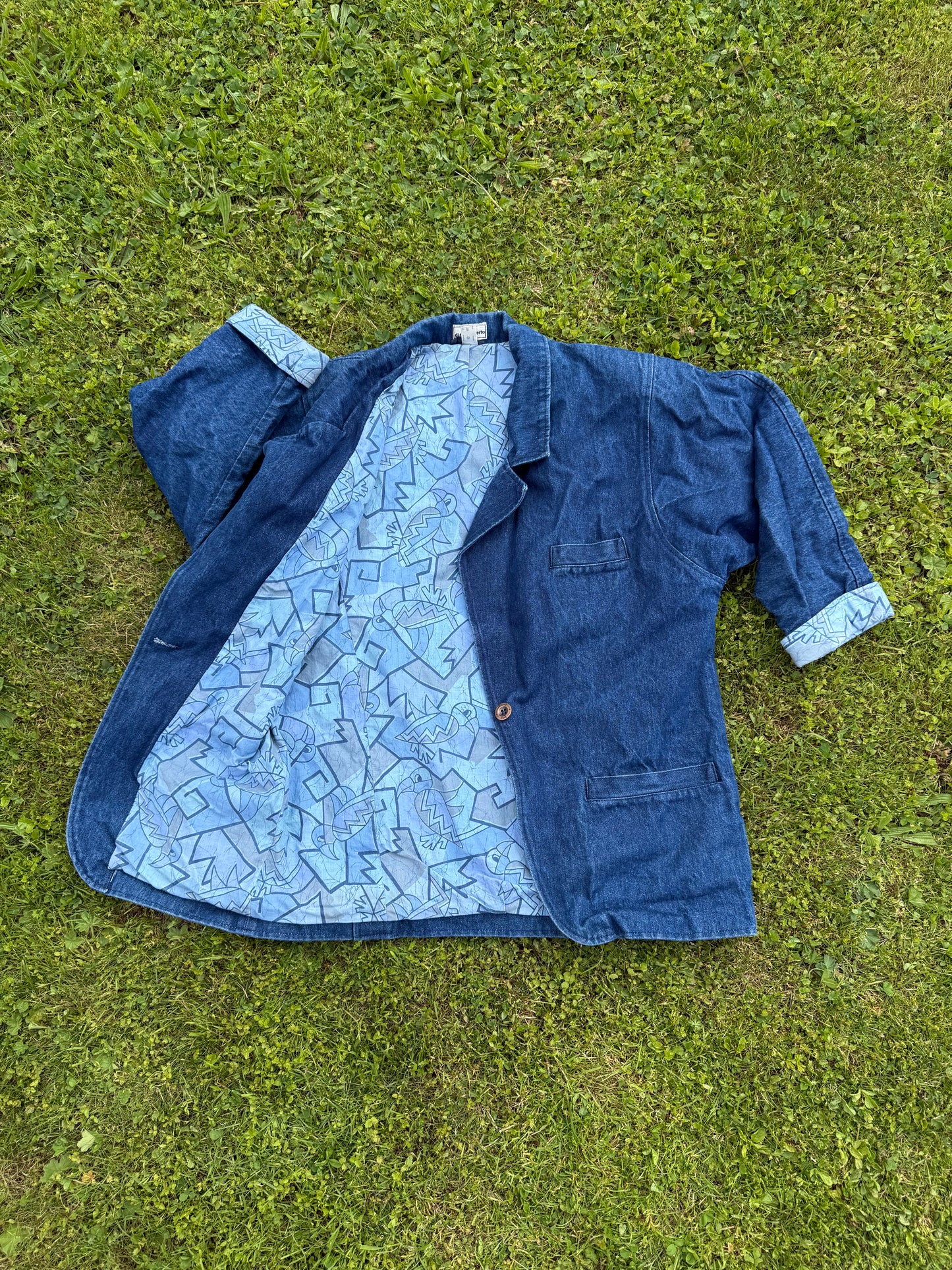 Veste en jeans vintage large avec doublure à motifs di Roberto T.M