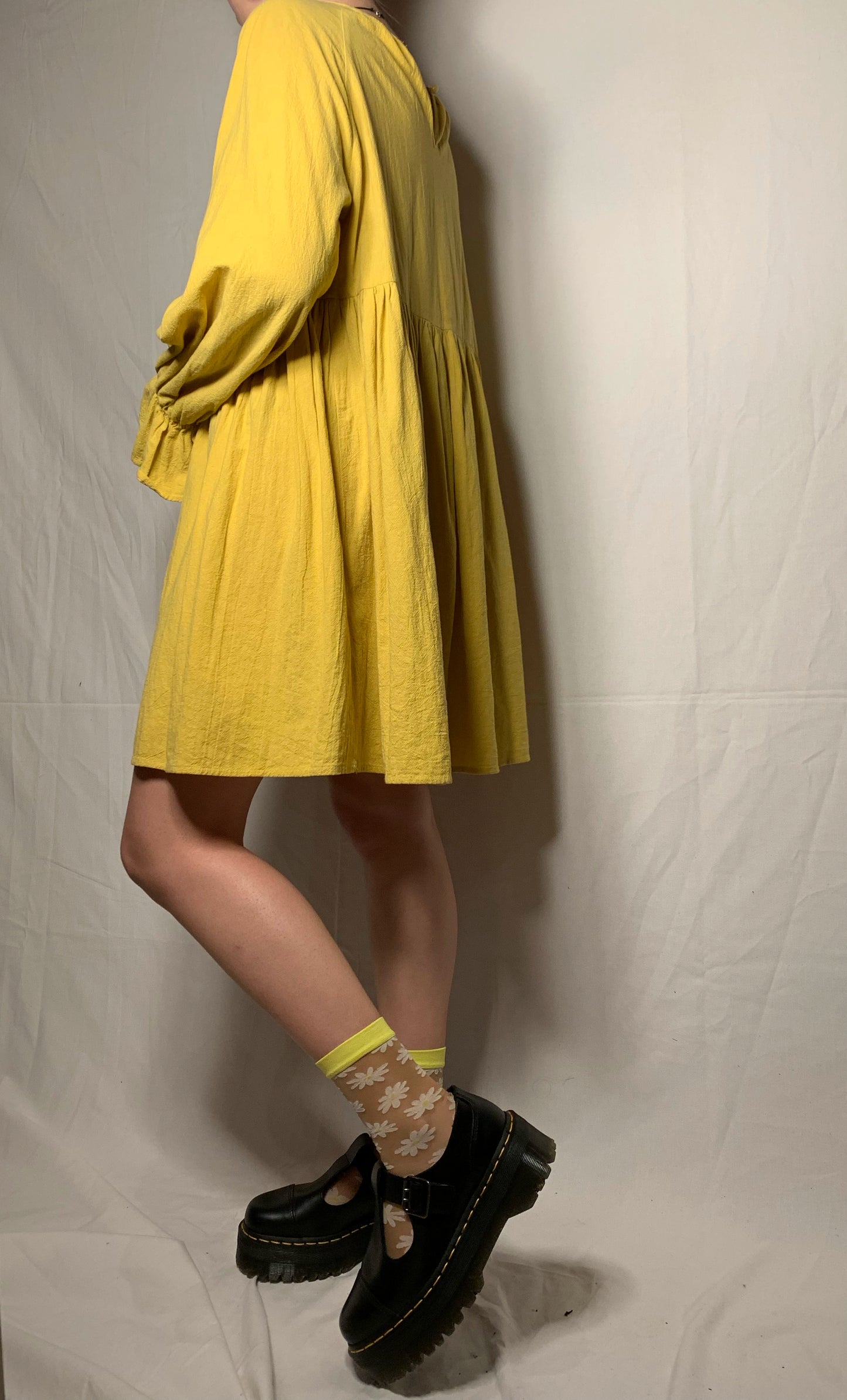 Robe jaune manches évasées T.S/M