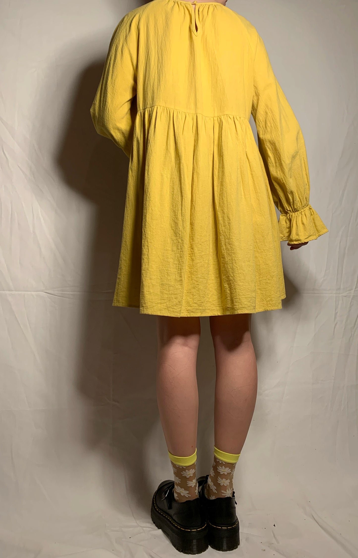 Robe jaune manches évasées T.S/M
