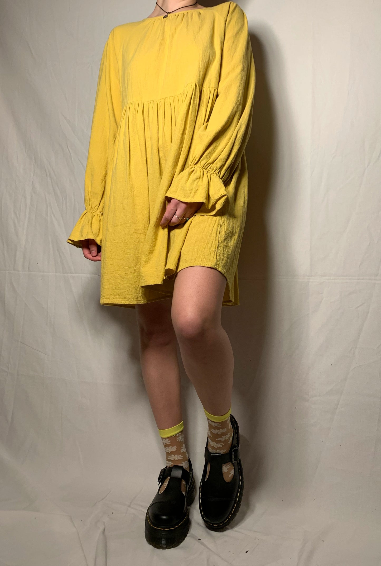 Robe jaune manches évasées T.S/M