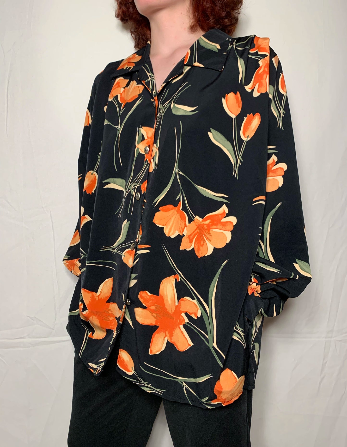 Chemise fleurie à manches longues T.XL