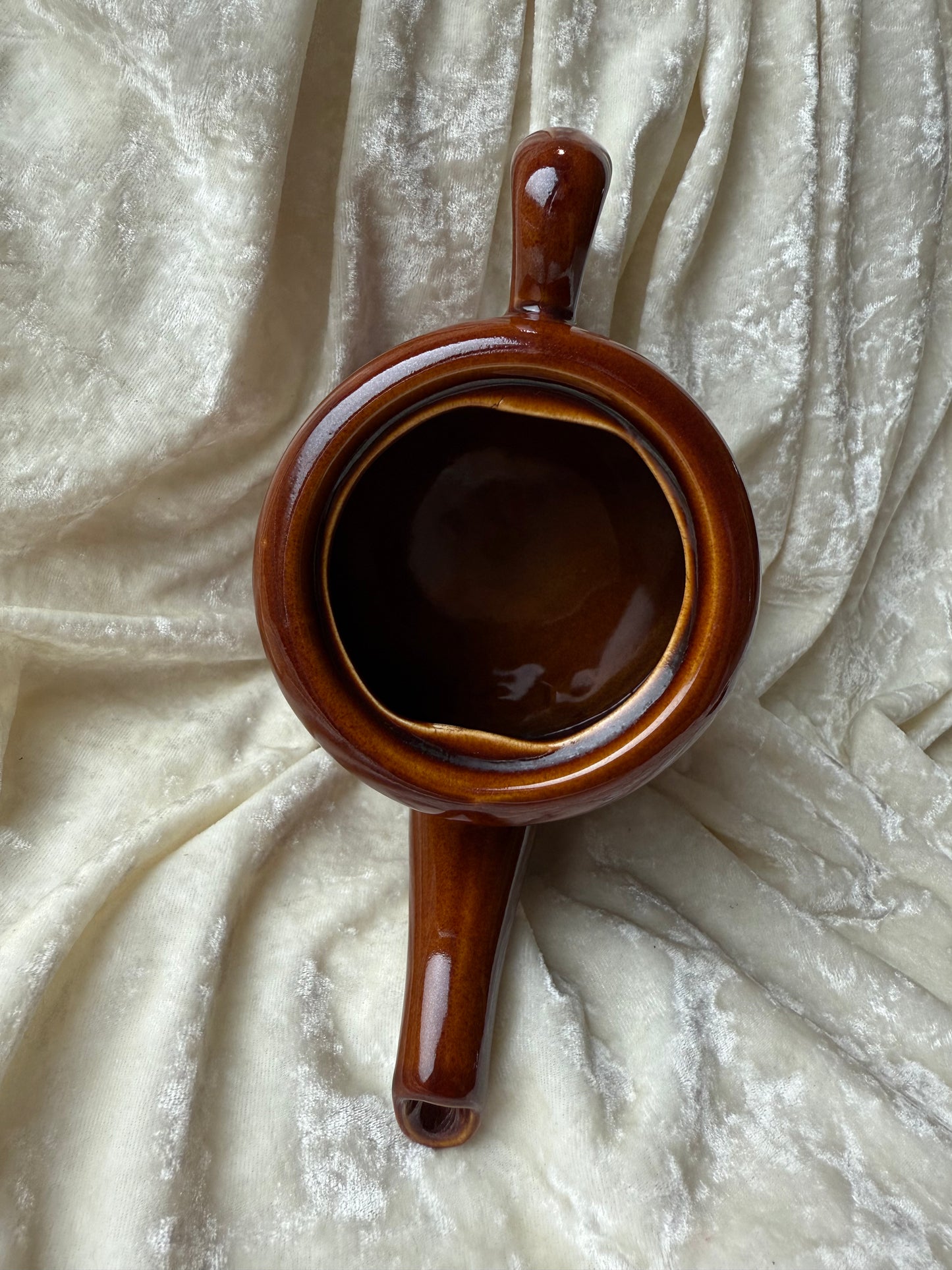 Théière vintage marron en céramique