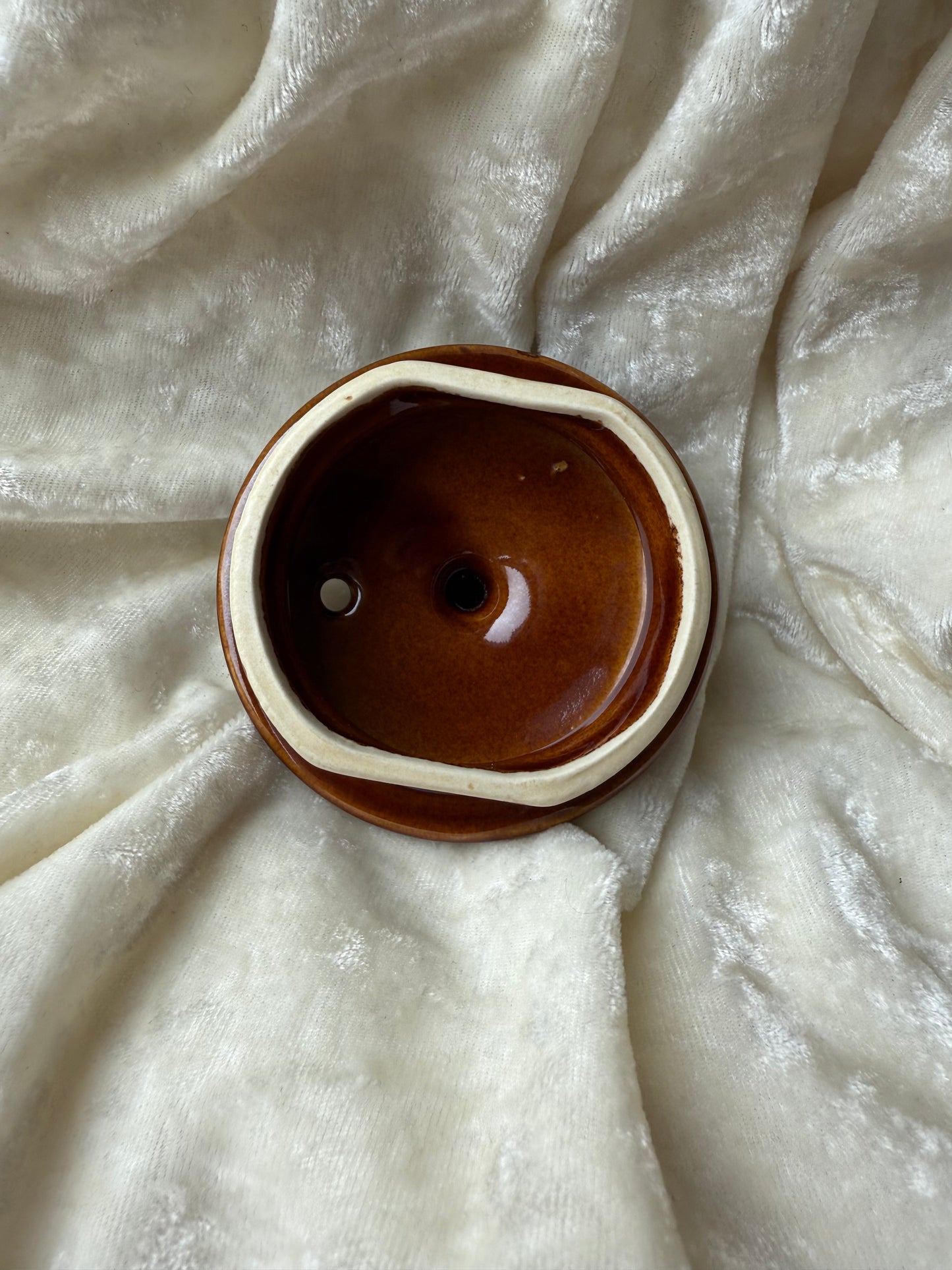 Théière vintage marron en céramique