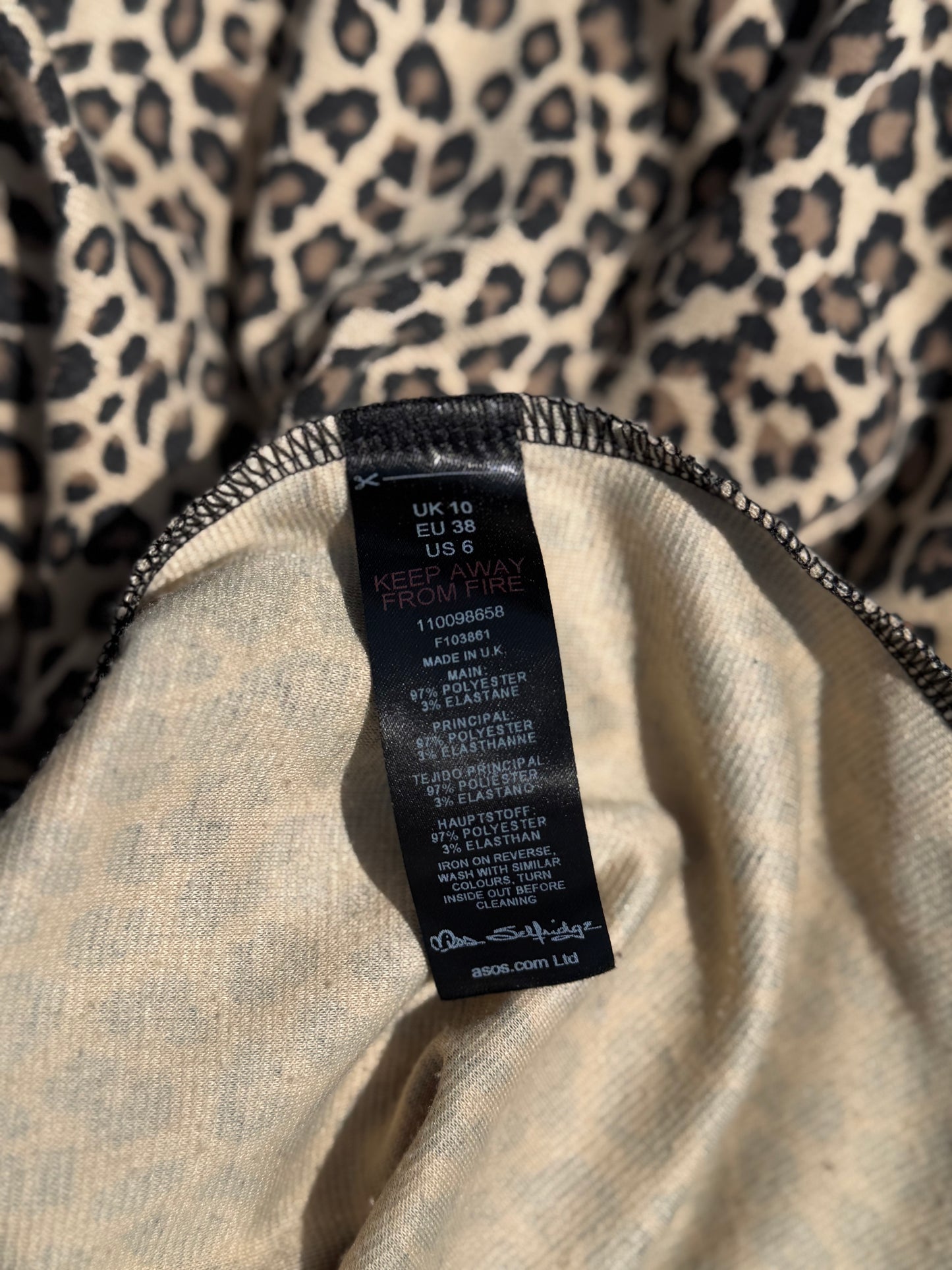 Robe léopard à manches longues Miss Selfridge T.S/M