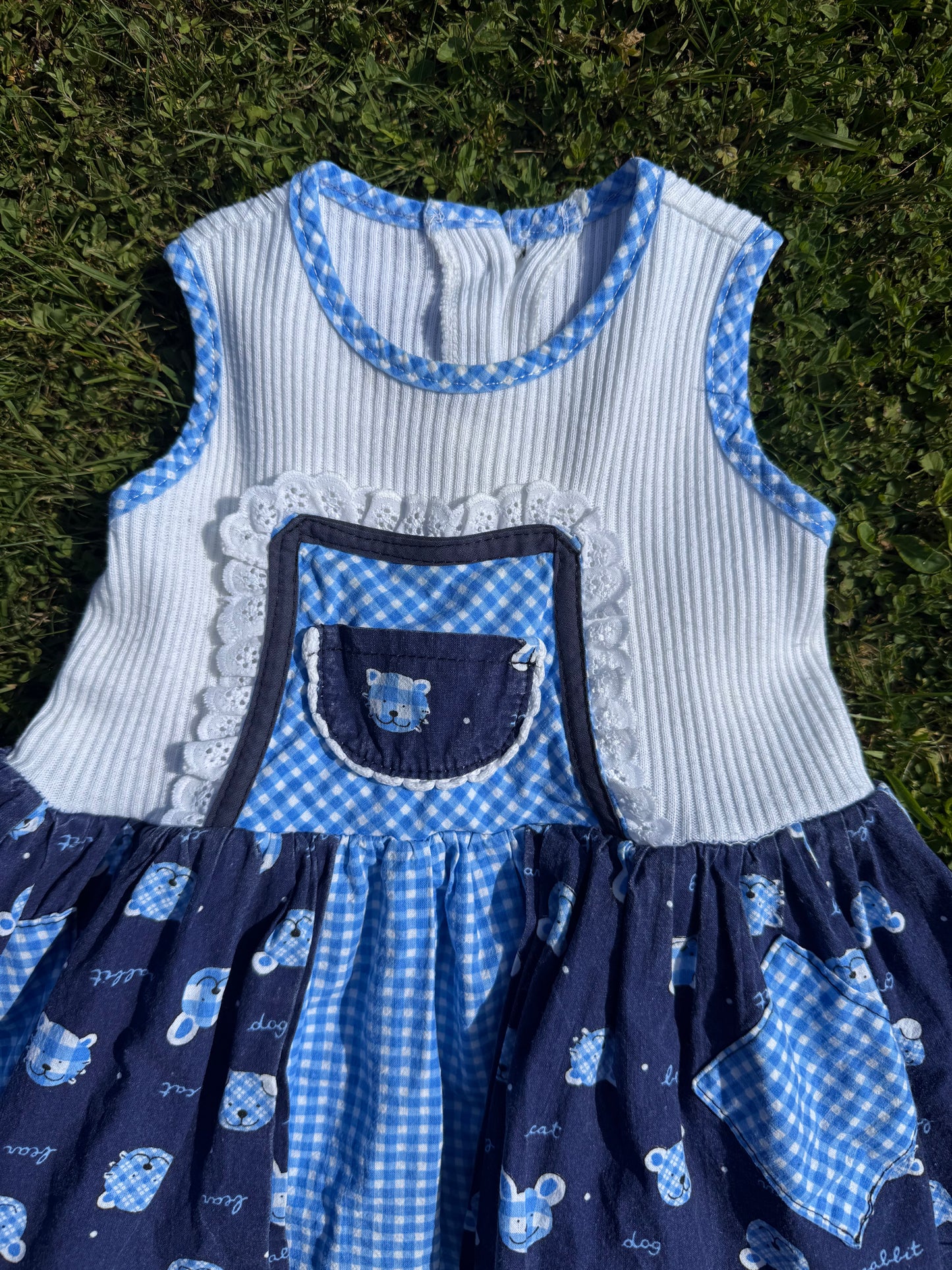 Robe bébé vintage à volants fabriquée en France T.6-12 mois