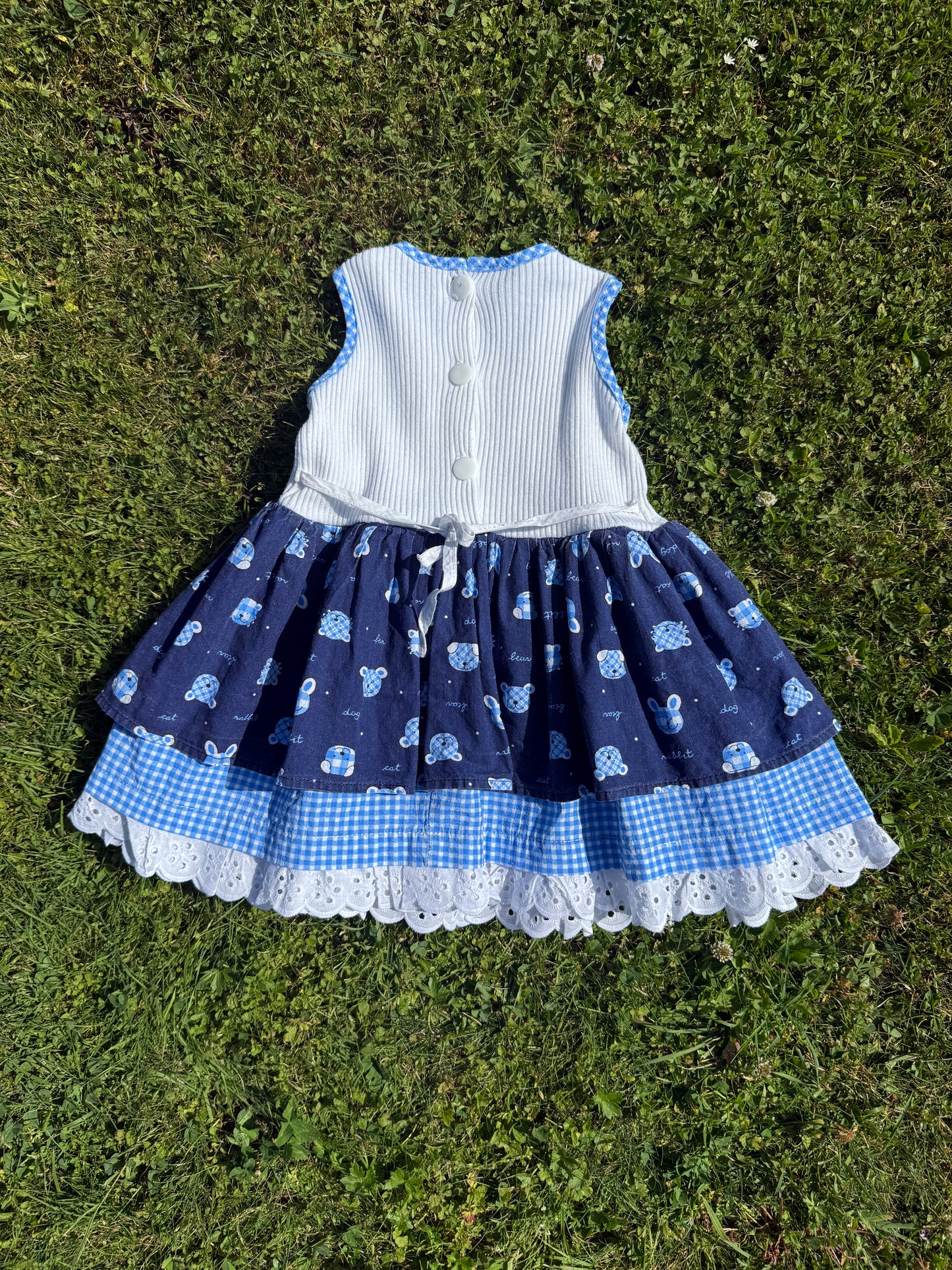 Robe bébé vintage à volants fabriquée en France T.6-12 mois