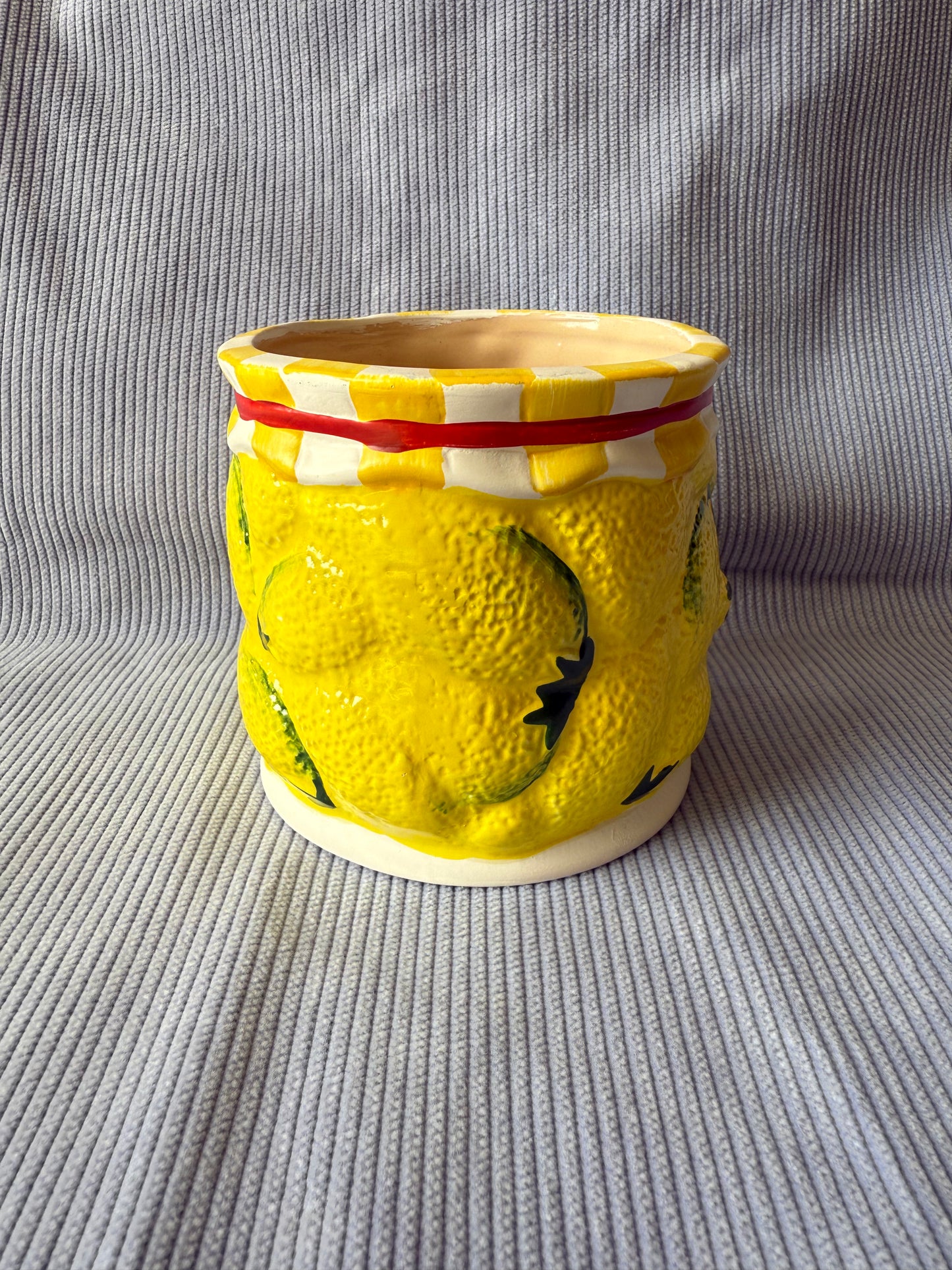 Cache pot citrons en céramique "Les confitures de mamie"