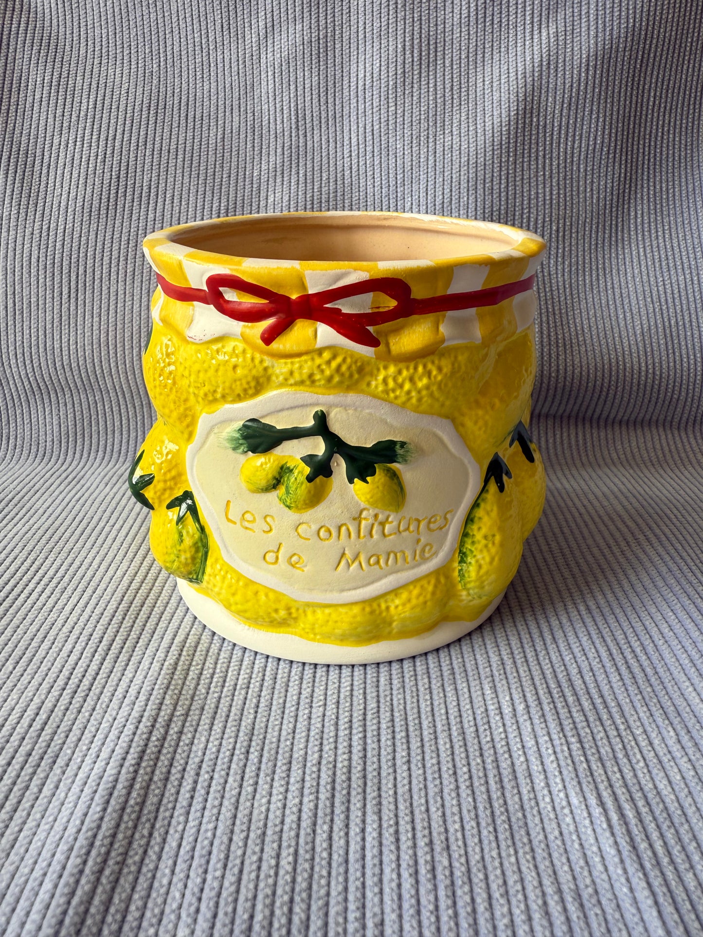 Cache pot citrons en céramique "Les confitures de mamie"