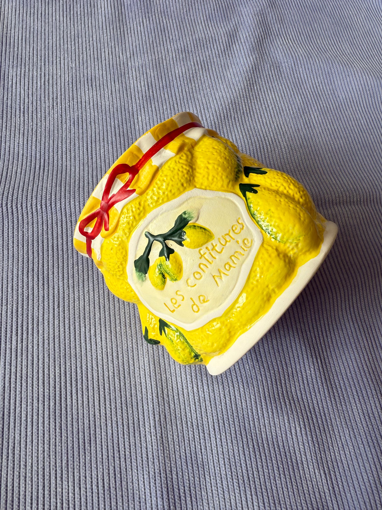 Cache pot citrons en céramique "Les confitures de mamie"