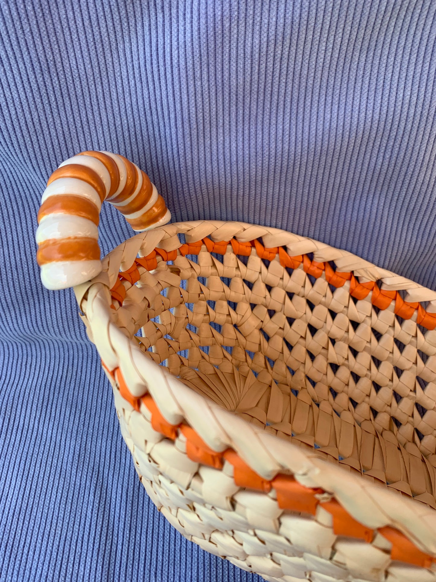 Panier orange avec anses en céramique