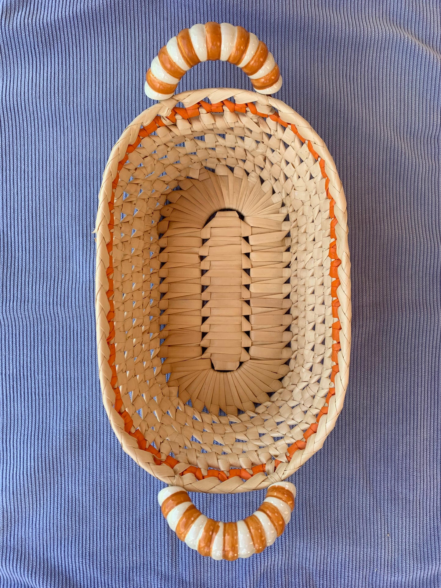 Panier orange avec anses en céramique