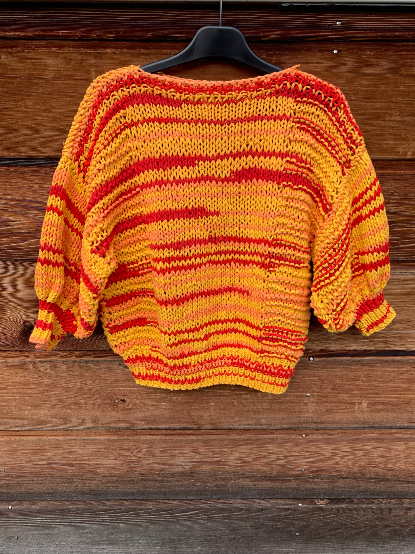 Pull jaune / orange / rouge tricoté T.S-M
