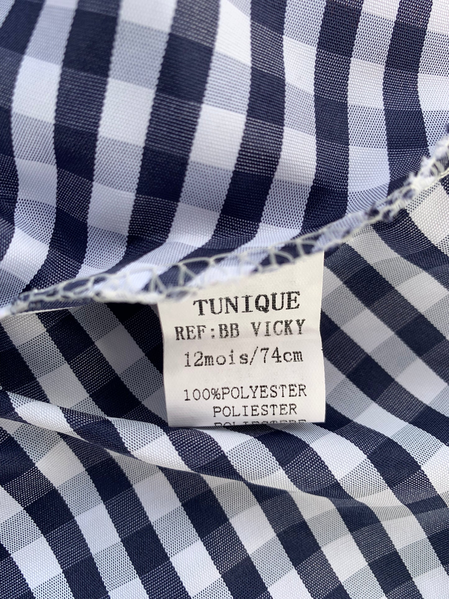 Tunique vichy Chicaprie 12 mois / 74cm
