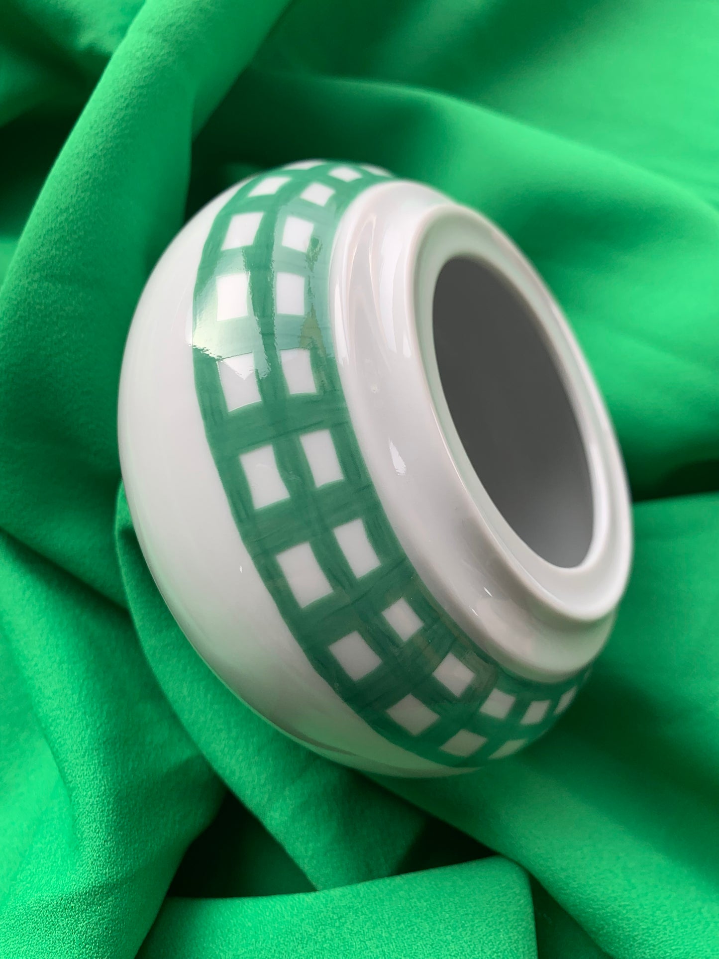 Sucrier Guy Degrenne "Decor Pareo Vert" en porcelaine