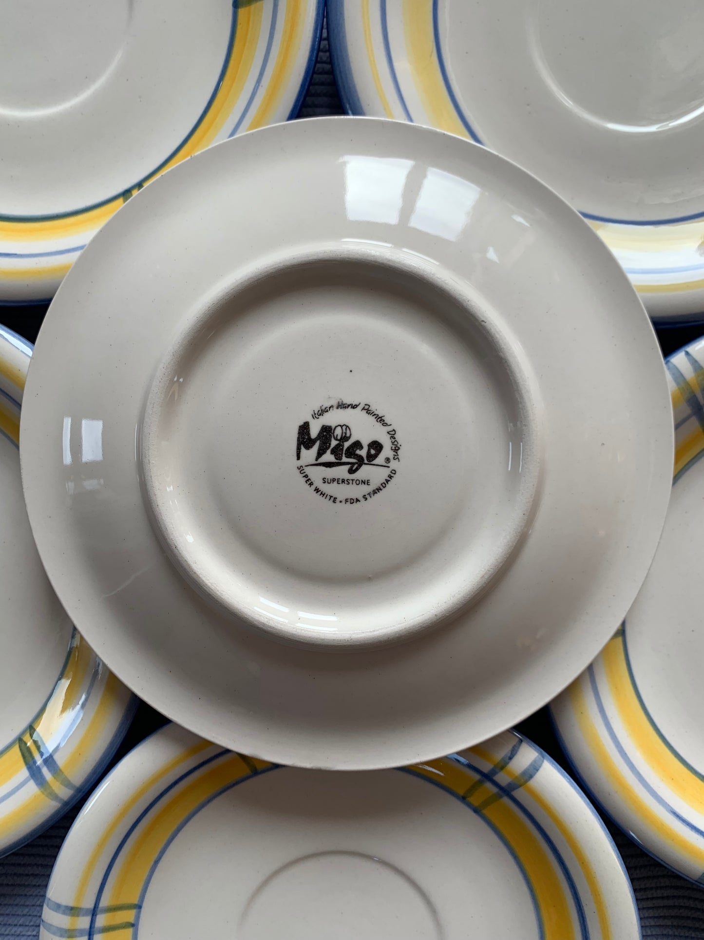 Six assiettes à dessert Miso Italian Hand Painted Superstone