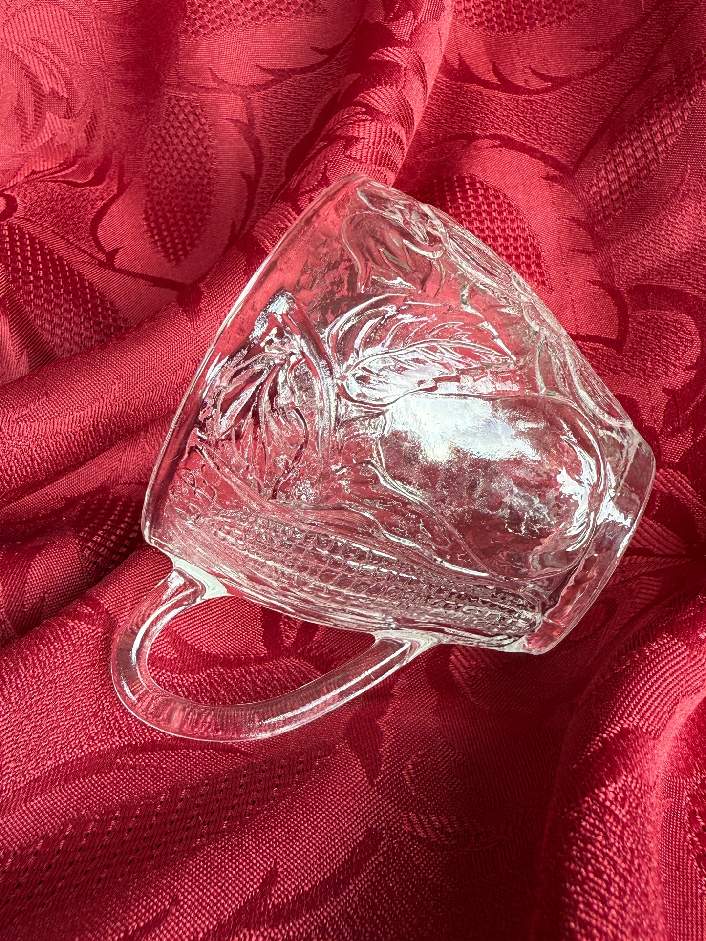 Six tasses en verre design botanique vintage Duralex