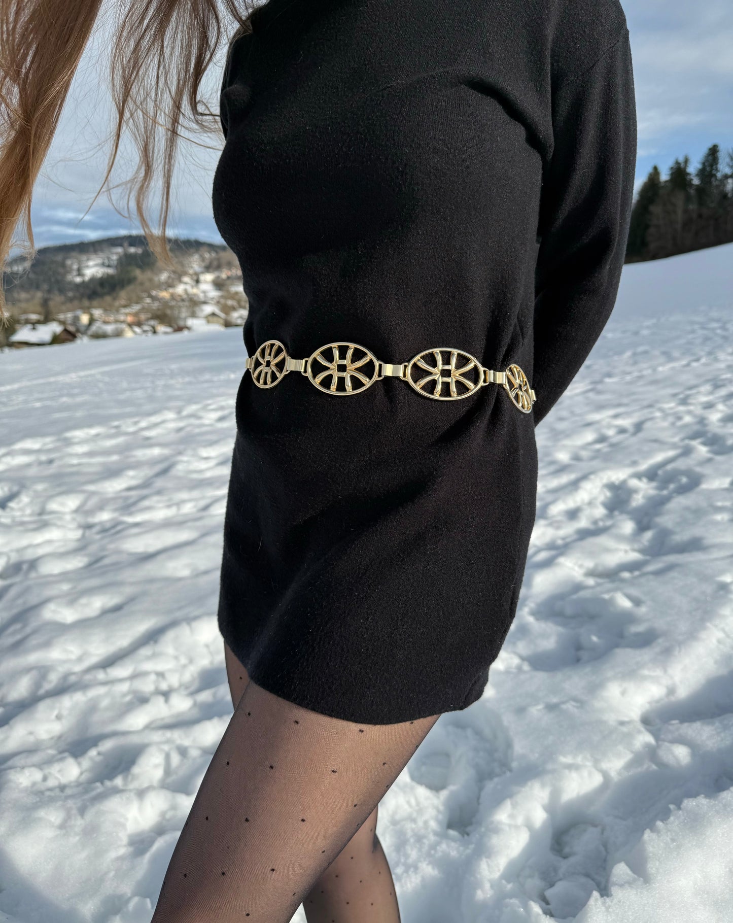 Ceinture chaîne en métal doré