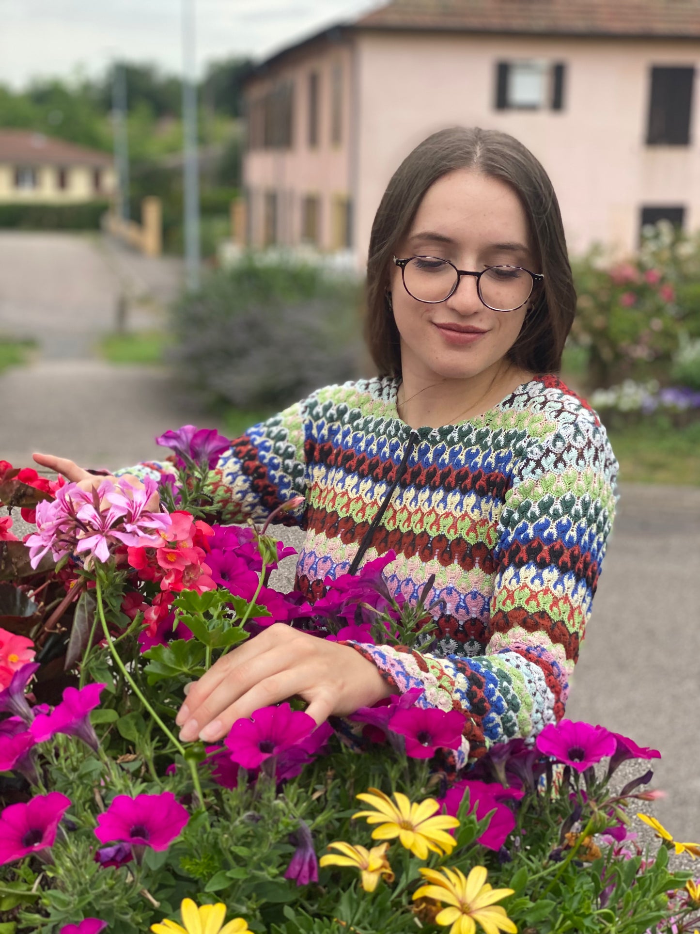 Haut en crochet coloré manches longues T.S