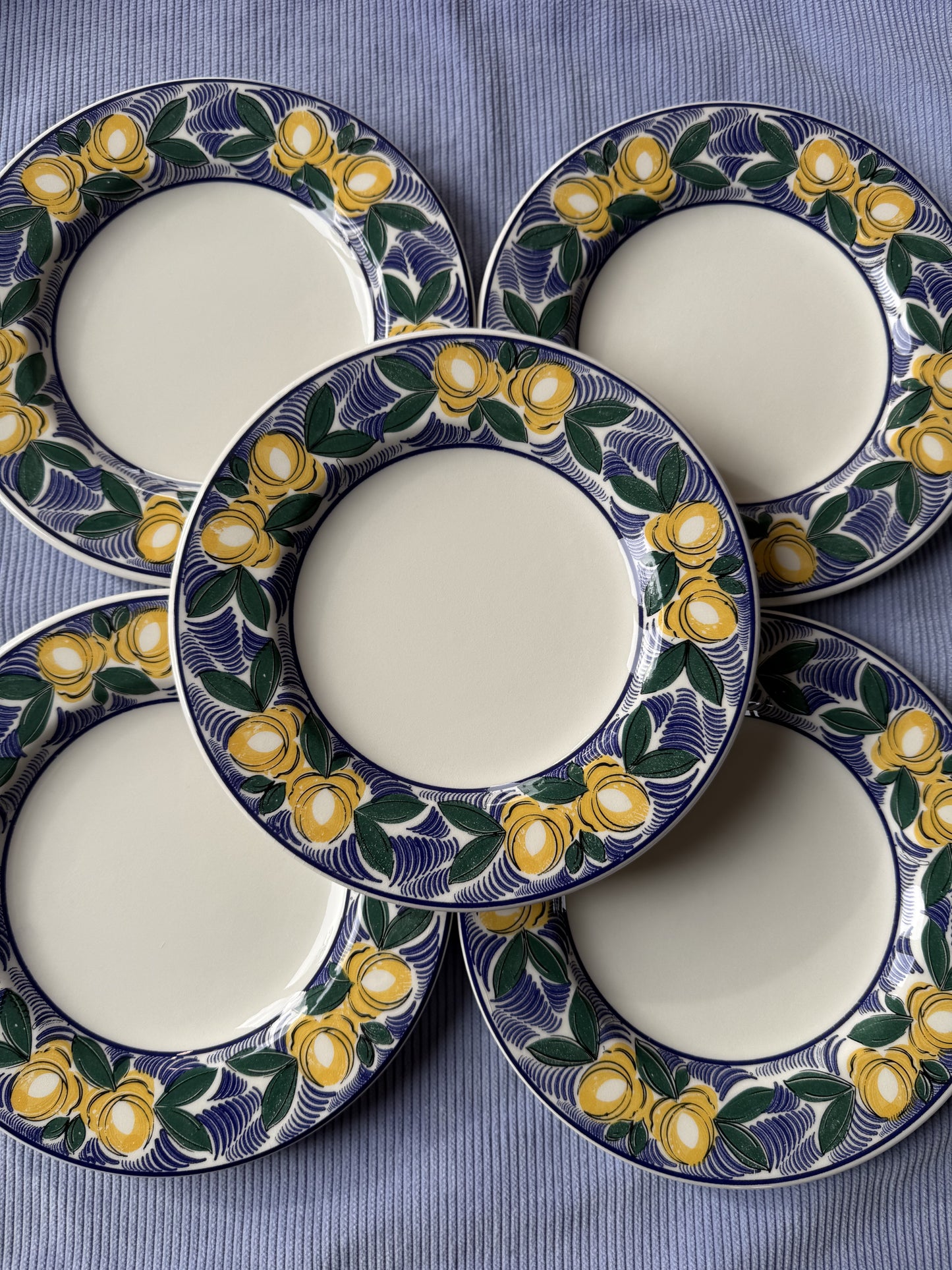 Six petites assiettes citrons Ceraminier Made in Italy