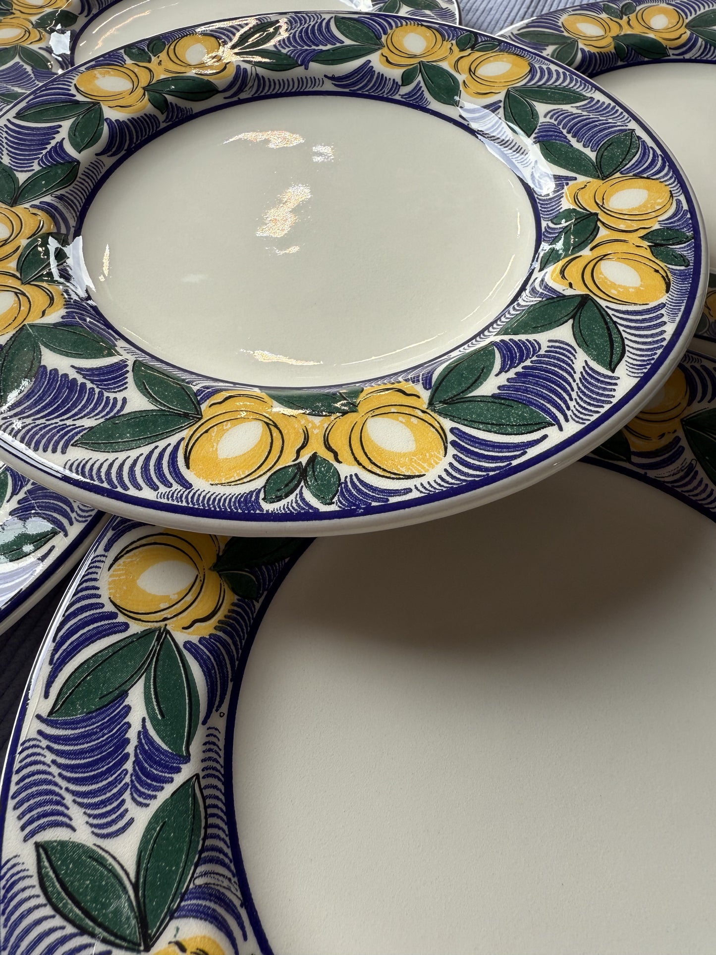 Six petites assiettes citrons Ceraminier Made in Italy