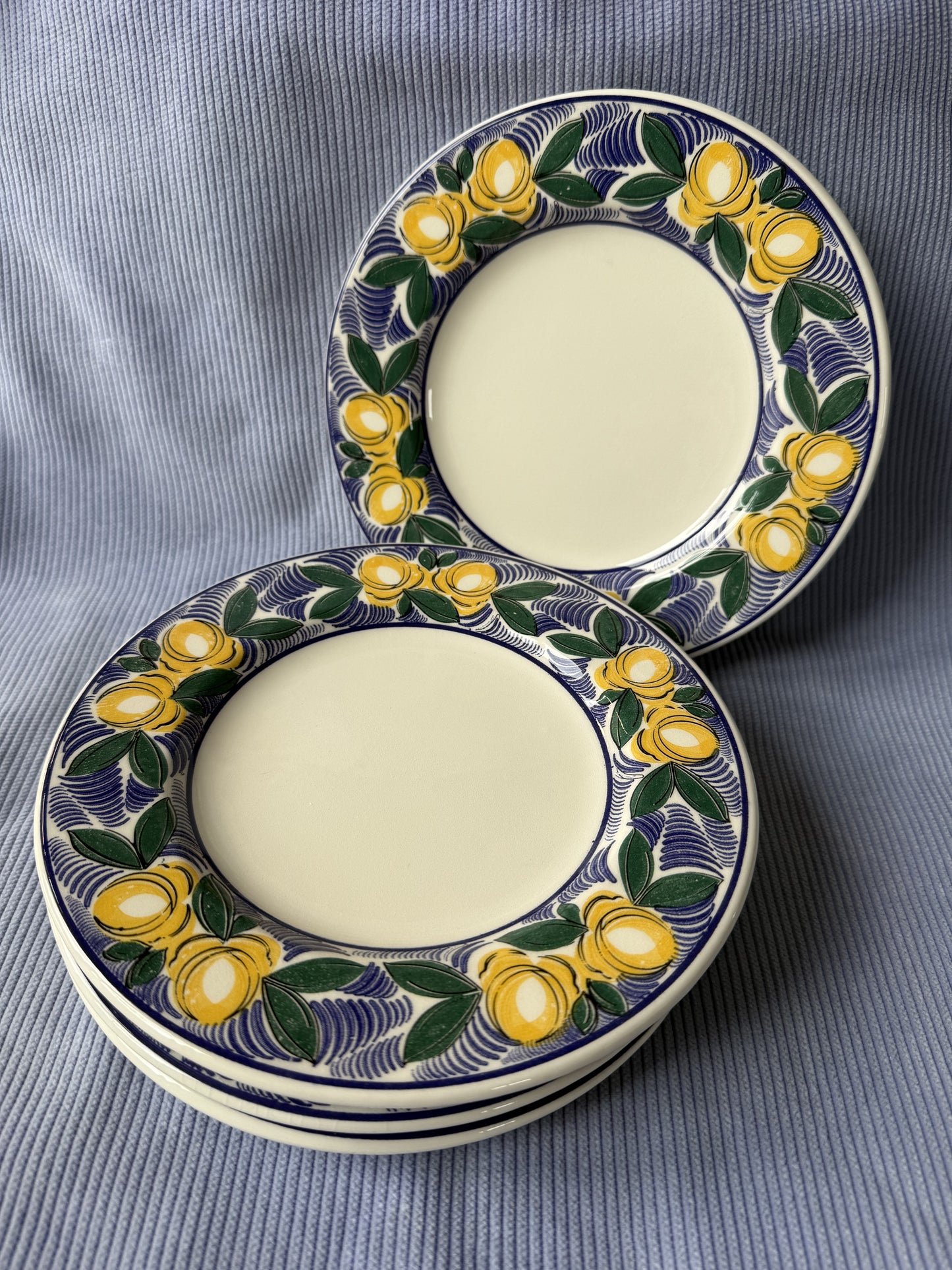 Six petites assiettes citrons Ceraminier Made in Italy