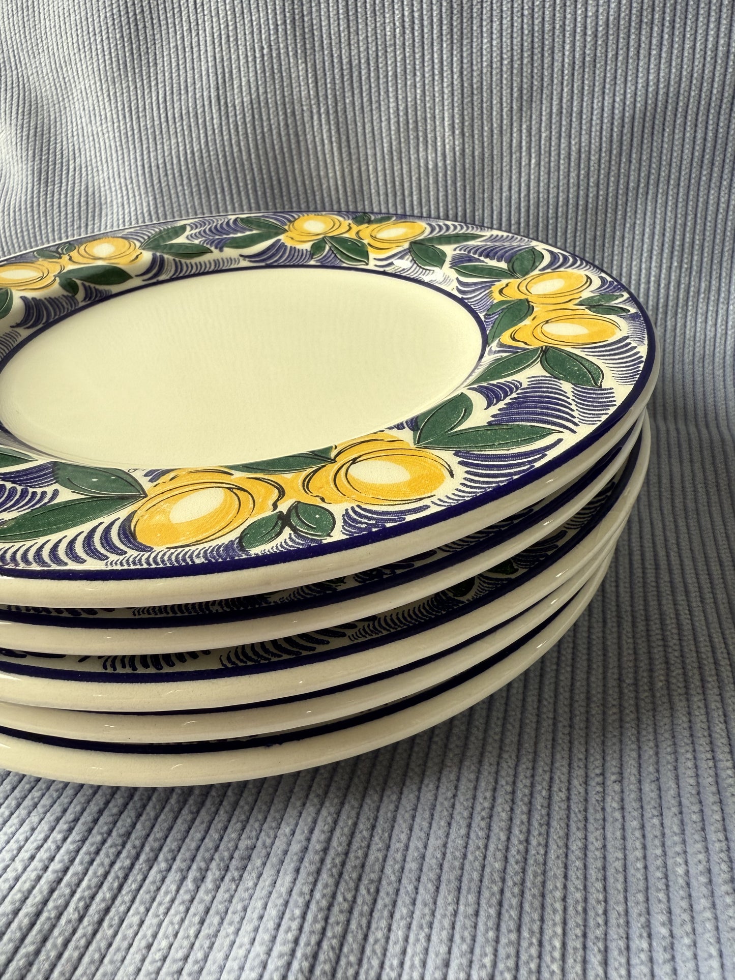 Six petites assiettes citrons Ceraminier Made in Italy