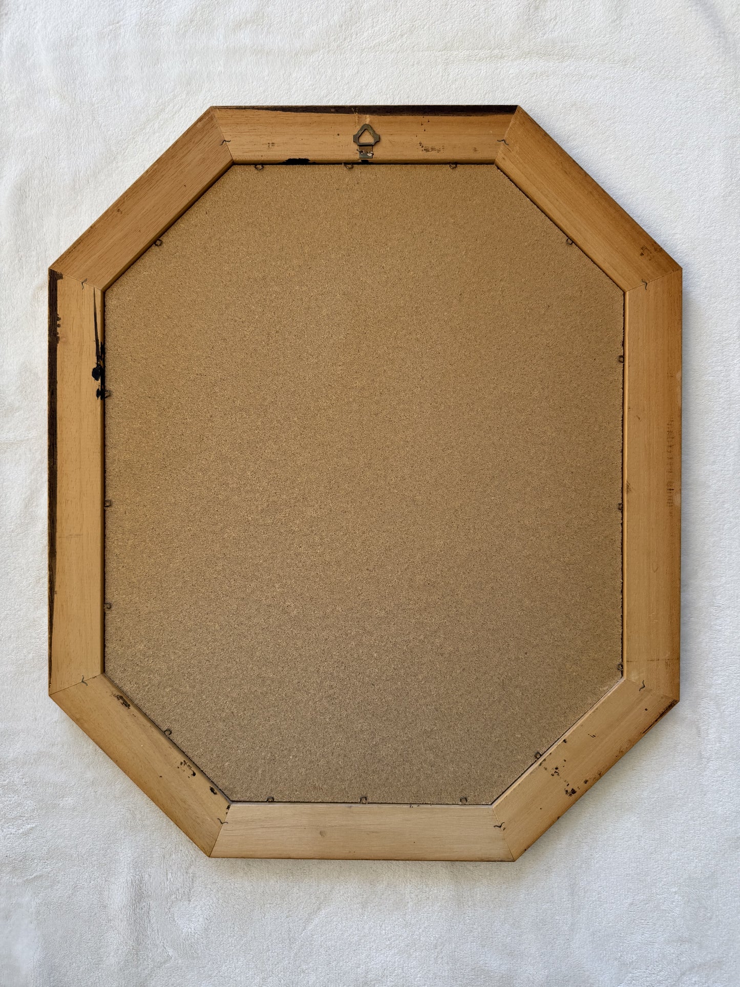 Grand miroir vintage octogonal en bois avec fleurs peintes à la main #1