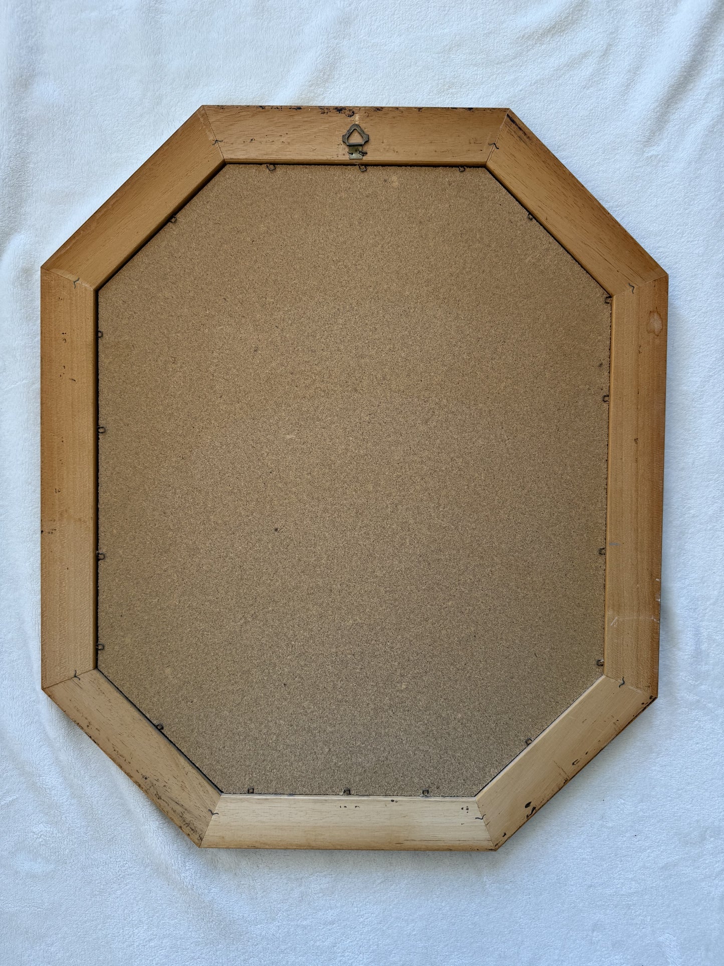 Grand miroir vintage octogonal en bois avec fleurs peintes à la main #2